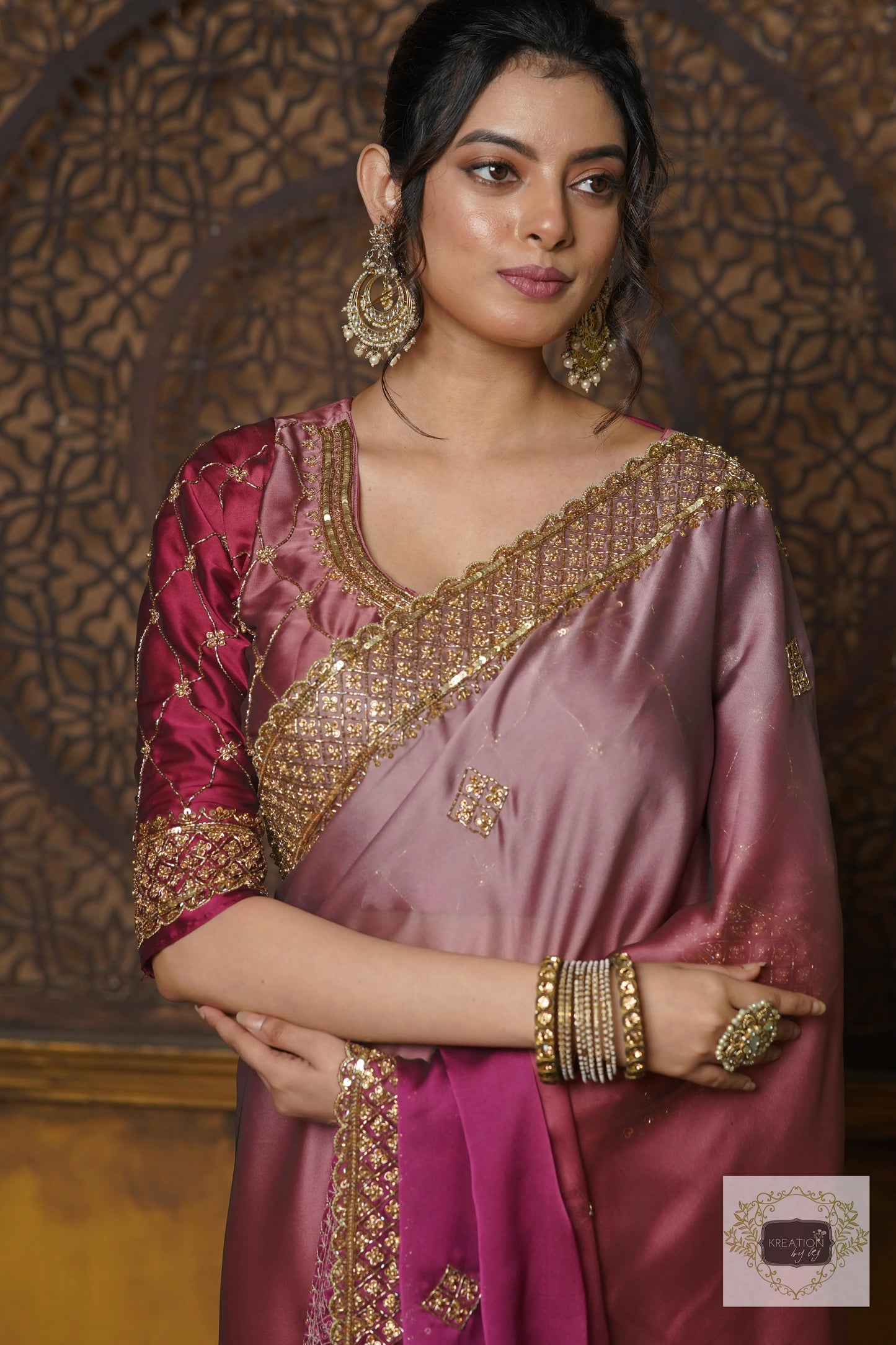 Pink Panther Ombré Georgette Zeenat Saree kreationbykj