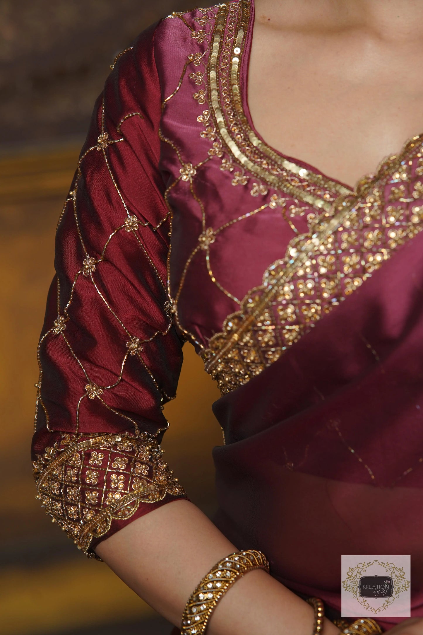 Merlot Ombre Georgette Zeenat Saree kreationbykj