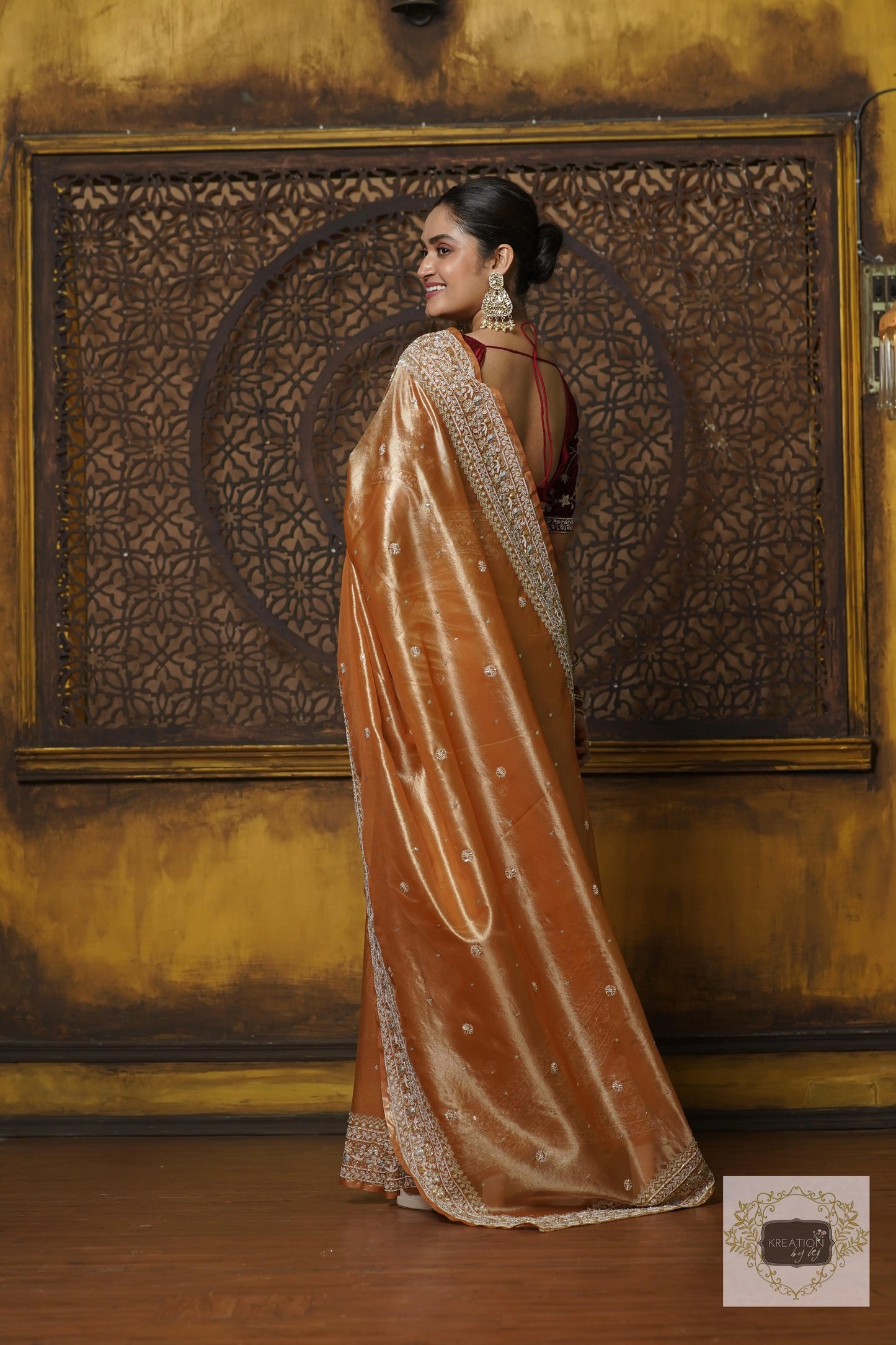 Nazakat Mustard Yellow Pure Tissue Saree For Wedding Reception kreationbykj