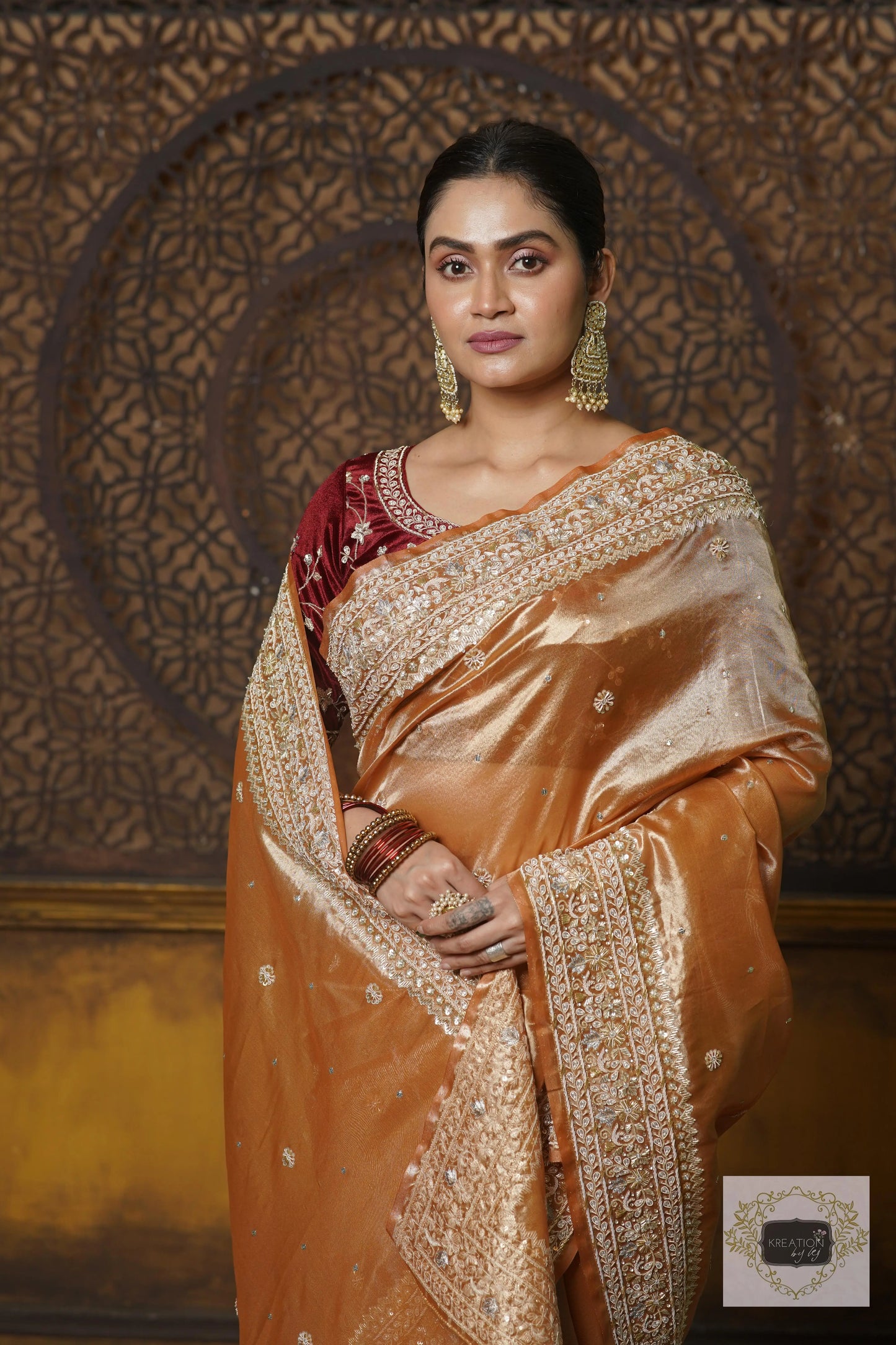 Nazakat Mustard Yellow Pure Tissue Saree For Wedding Reception kreationbykj