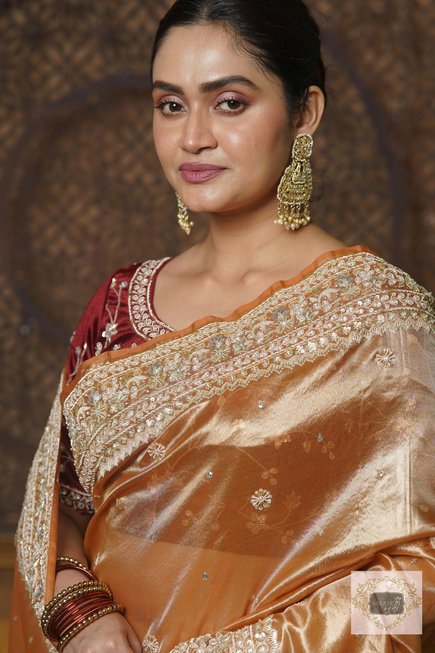 Nazakat Mustard Yellow Pure Tissue Saree For Wedding Reception kreationbykj