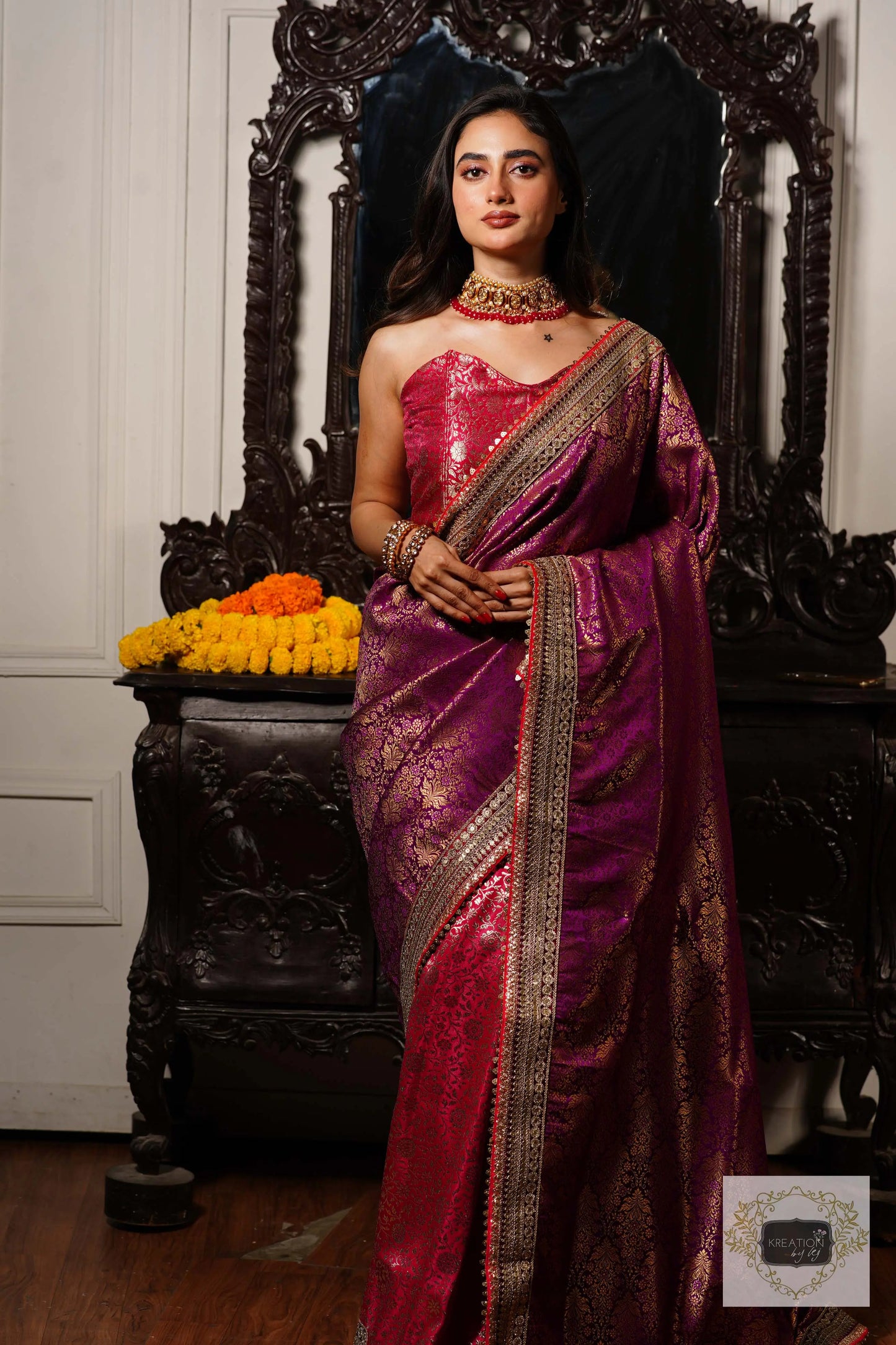 Gulab Jamuni Half Banarasi Saree kreationbykj