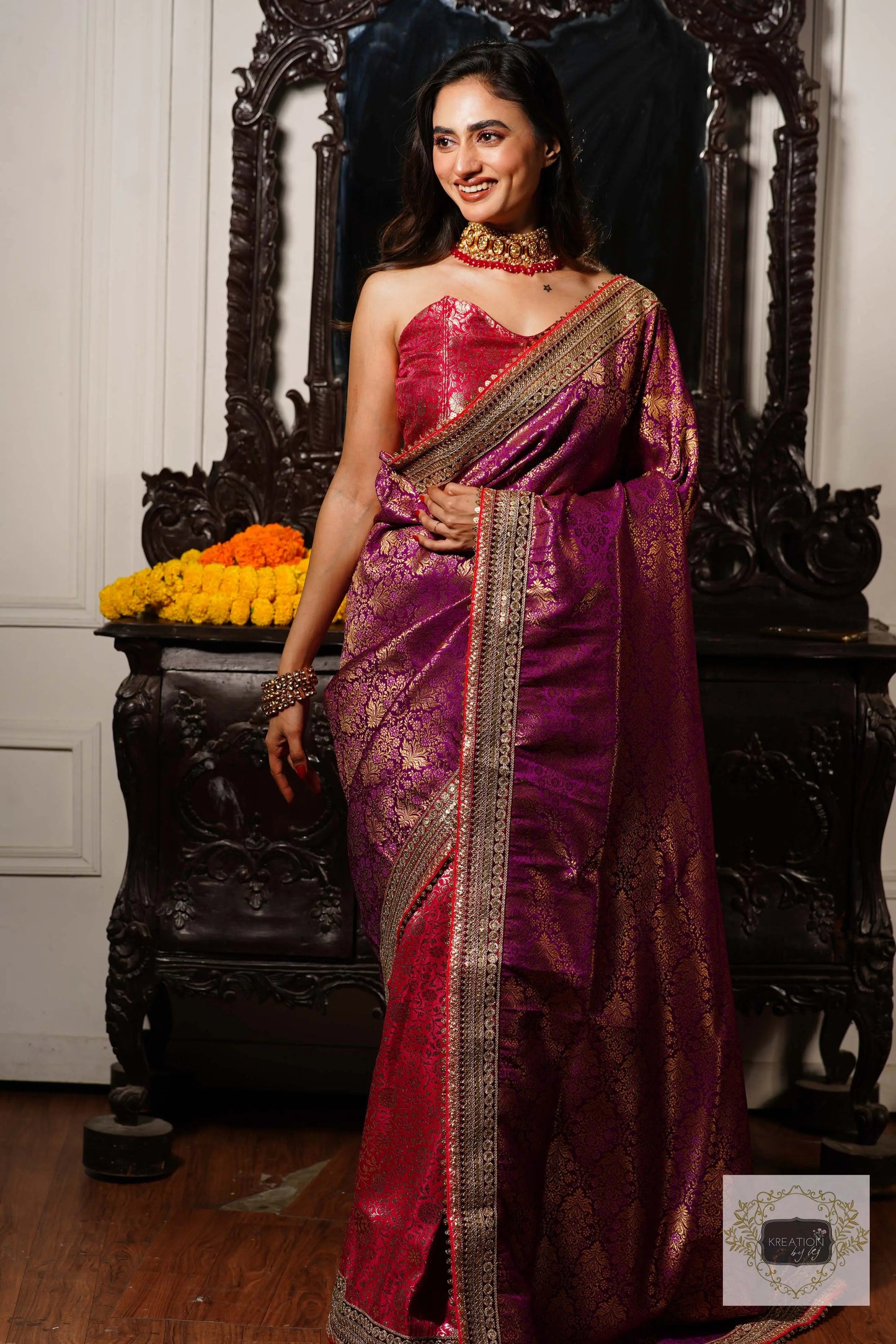 Gulab Jamuni Half Banarasi Saree kreationbykj