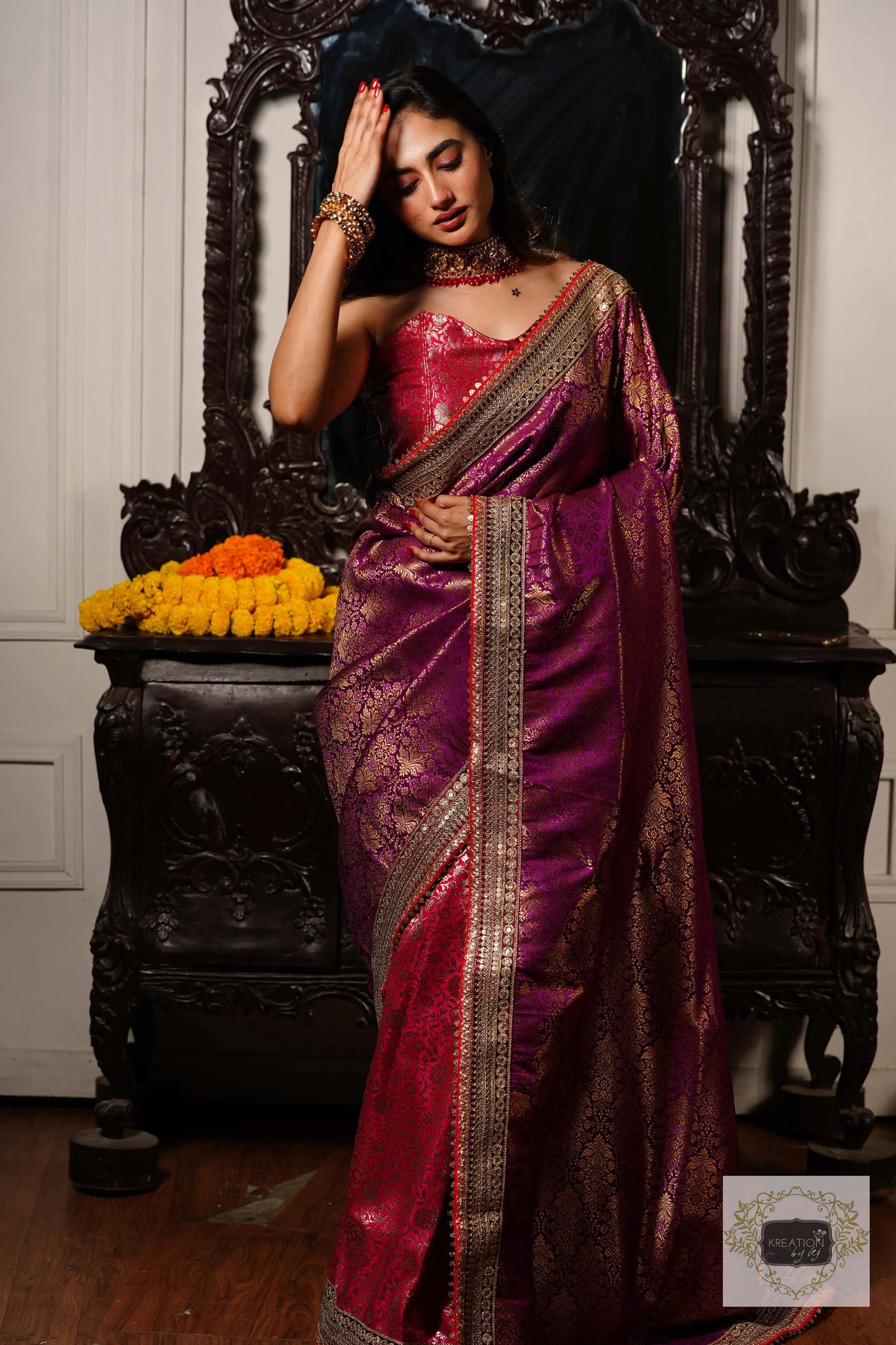 Gulab Jamuni Half Banarasi Saree kreationbykj
