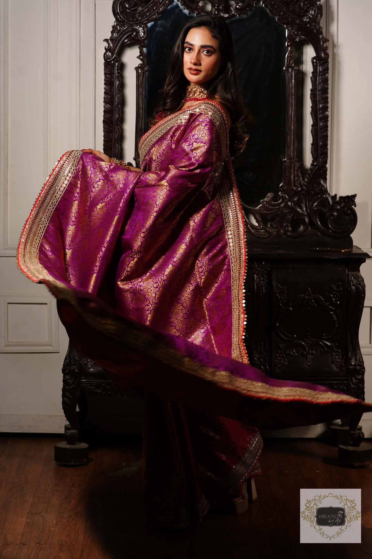 Gulab Jamuni Half Banarasi Saree kreationbykj