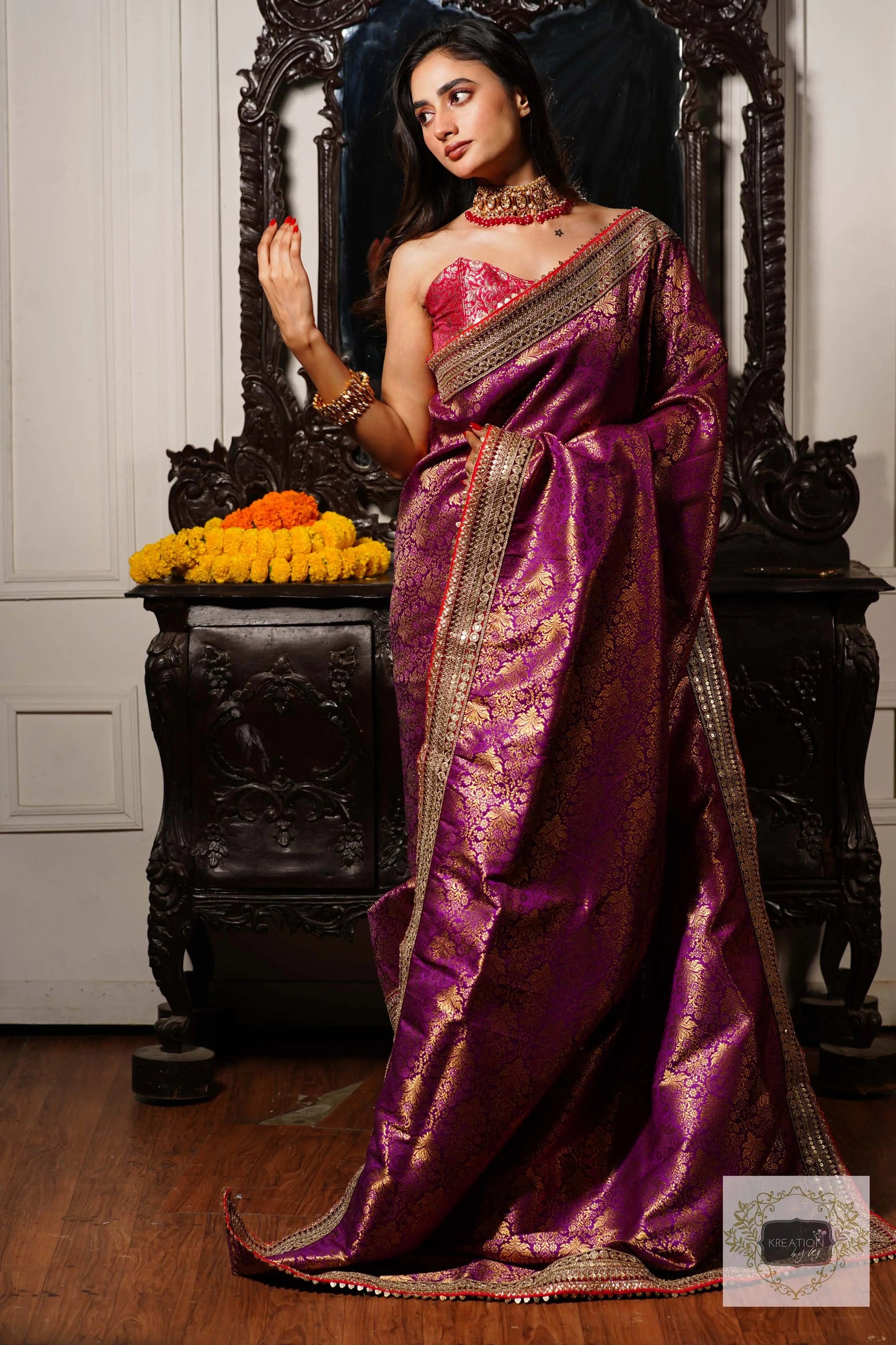 Gulab Jamuni Half Banarasi Saree kreationbykj