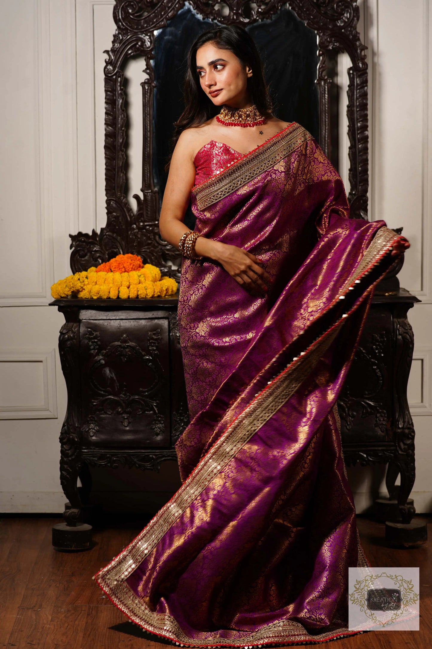 Gulab Jamuni Half Banarasi Saree kreationbykj