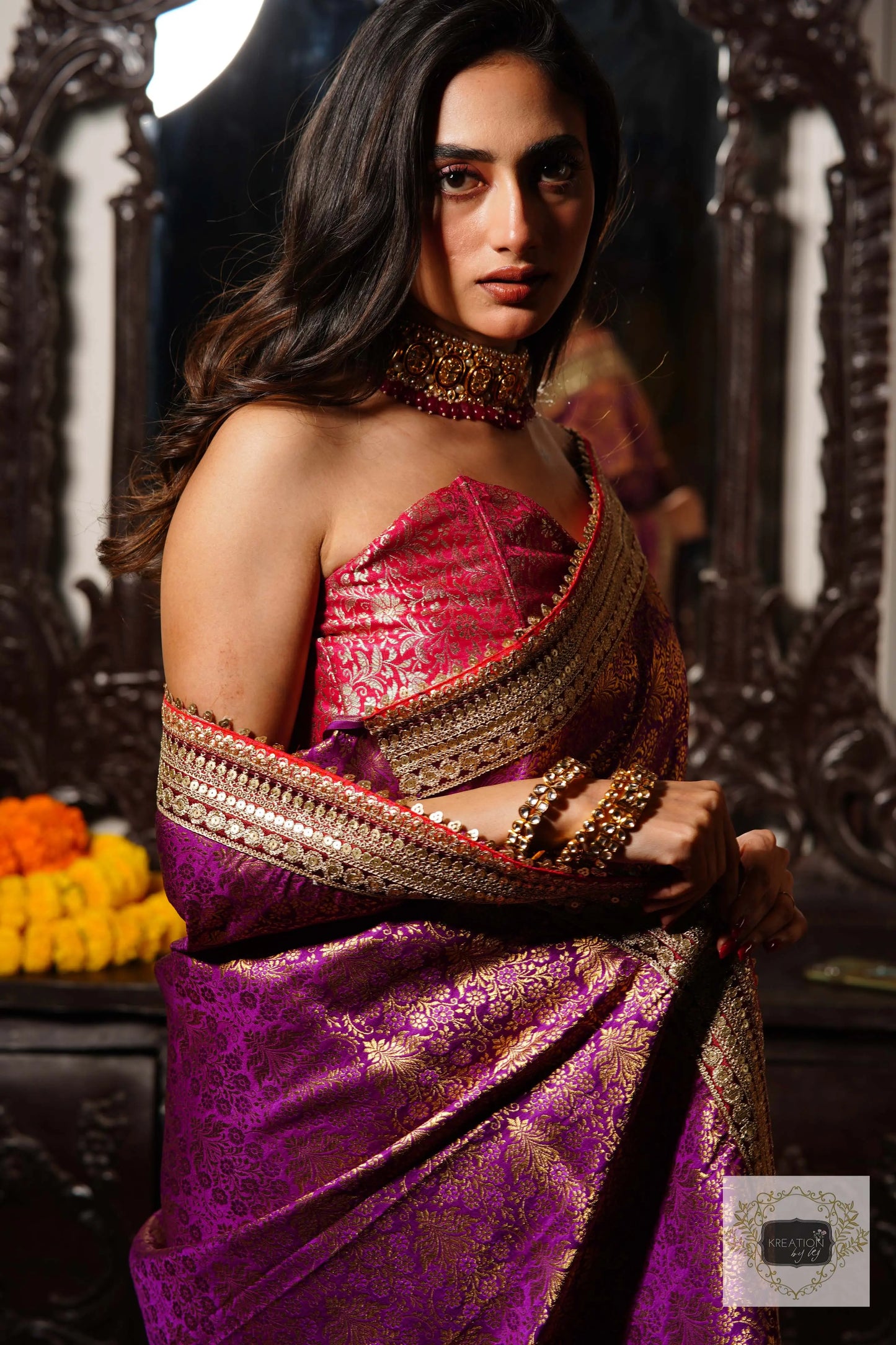 Gulab Jamuni Half Banarasi Saree kreationbykj