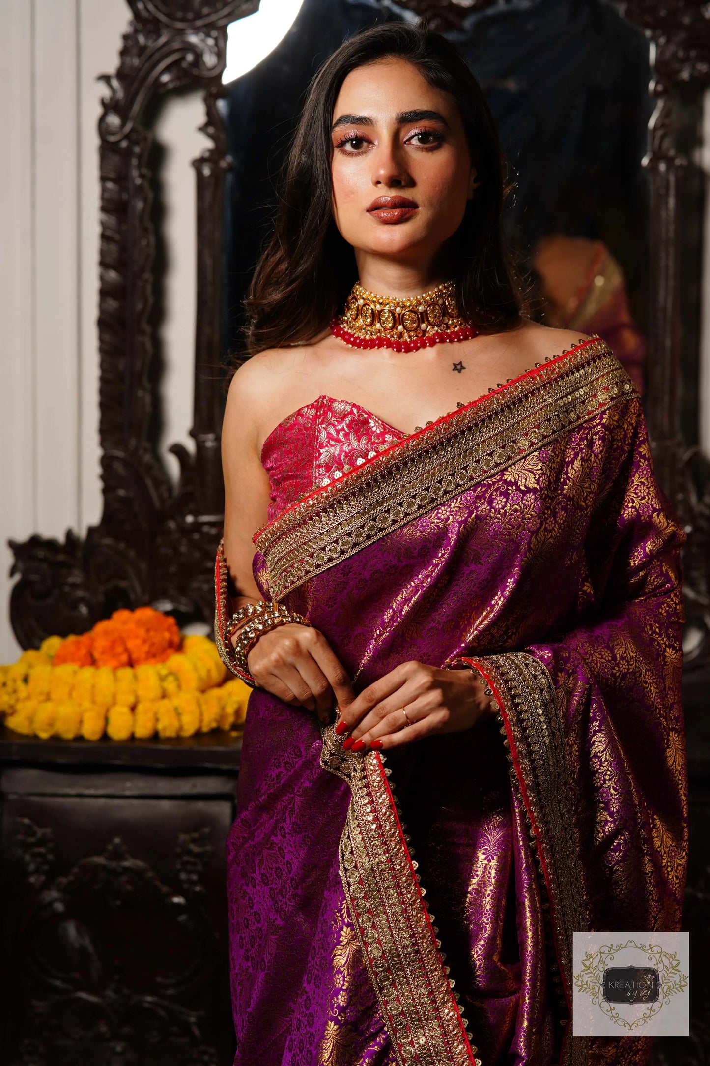 Gulab Jamuni Half Banarasi Saree kreationbykj