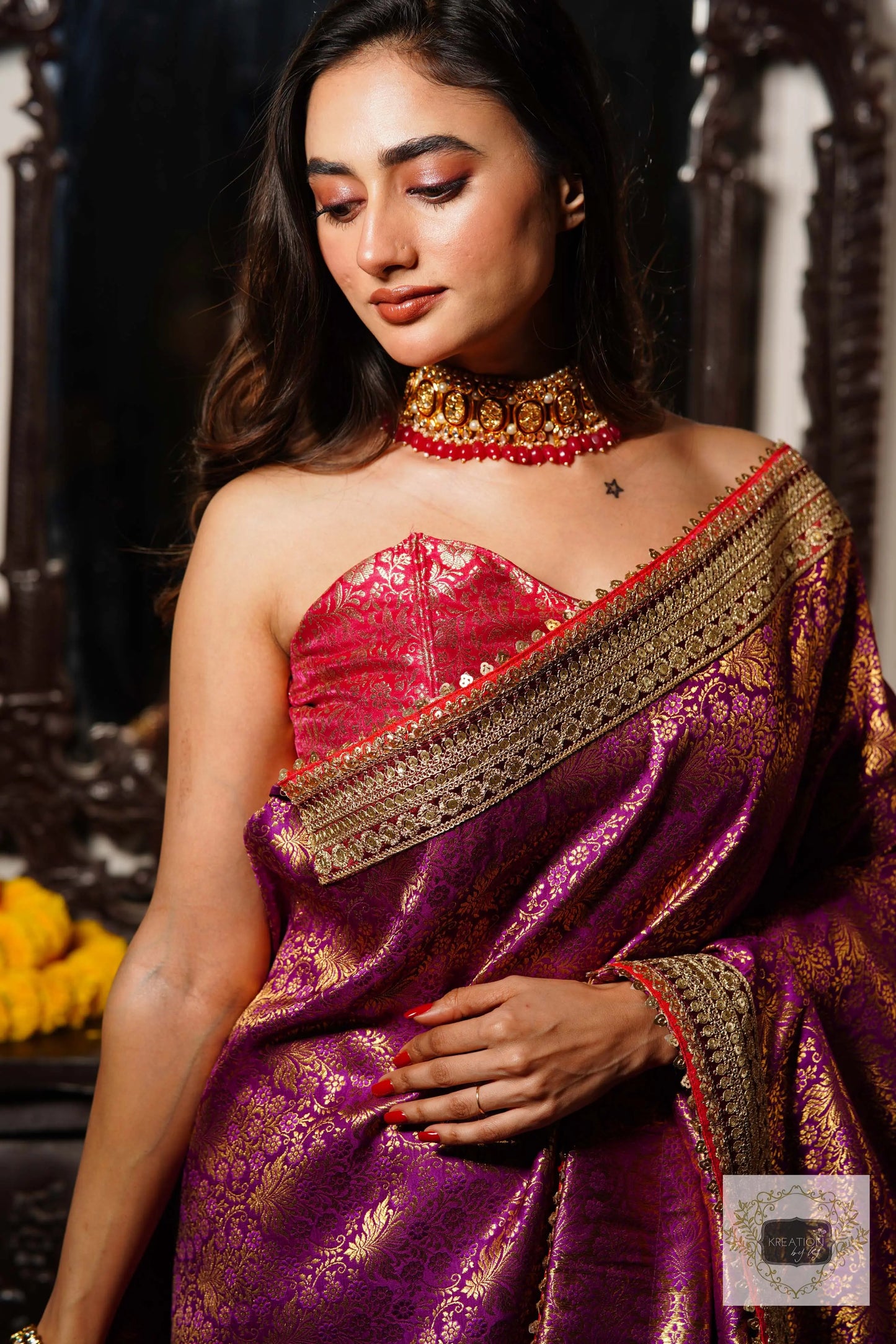 Gulab Jamuni Half Banarasi Saree kreationbykj