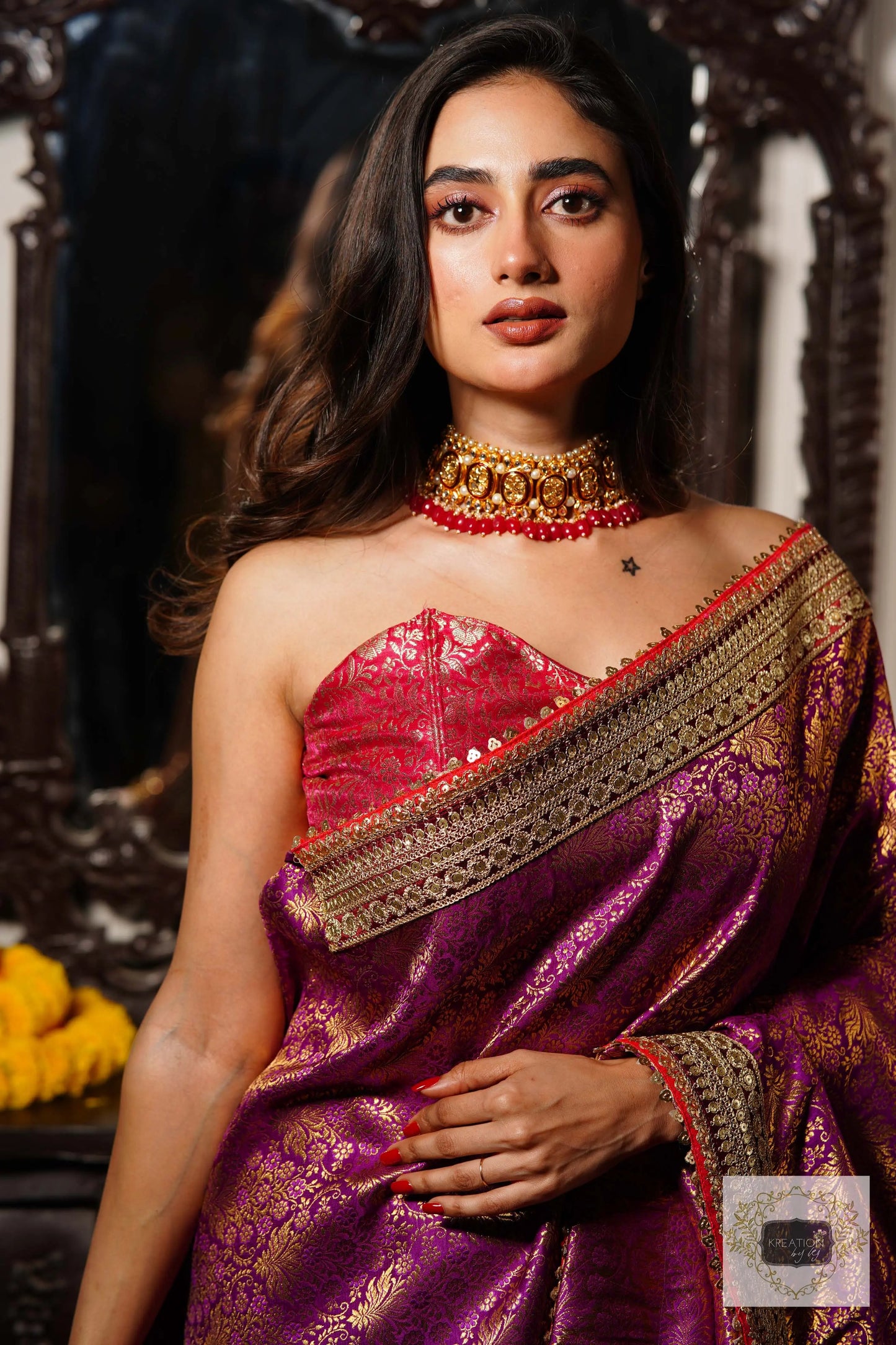 Gulab Jamuni Half Banarasi Saree kreationbykj