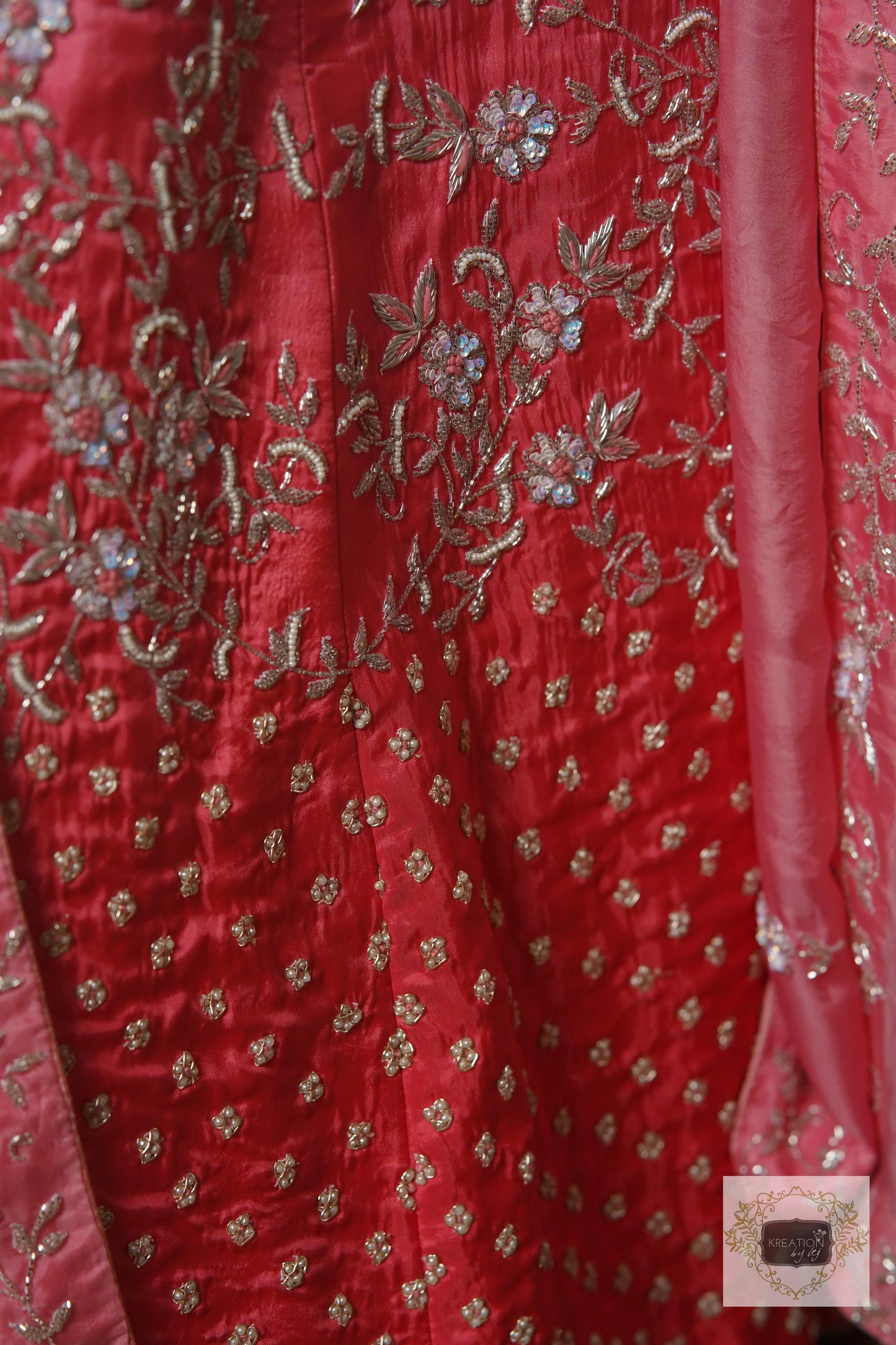Coral Candy Handembroidered Lehenga Set kreationbykj