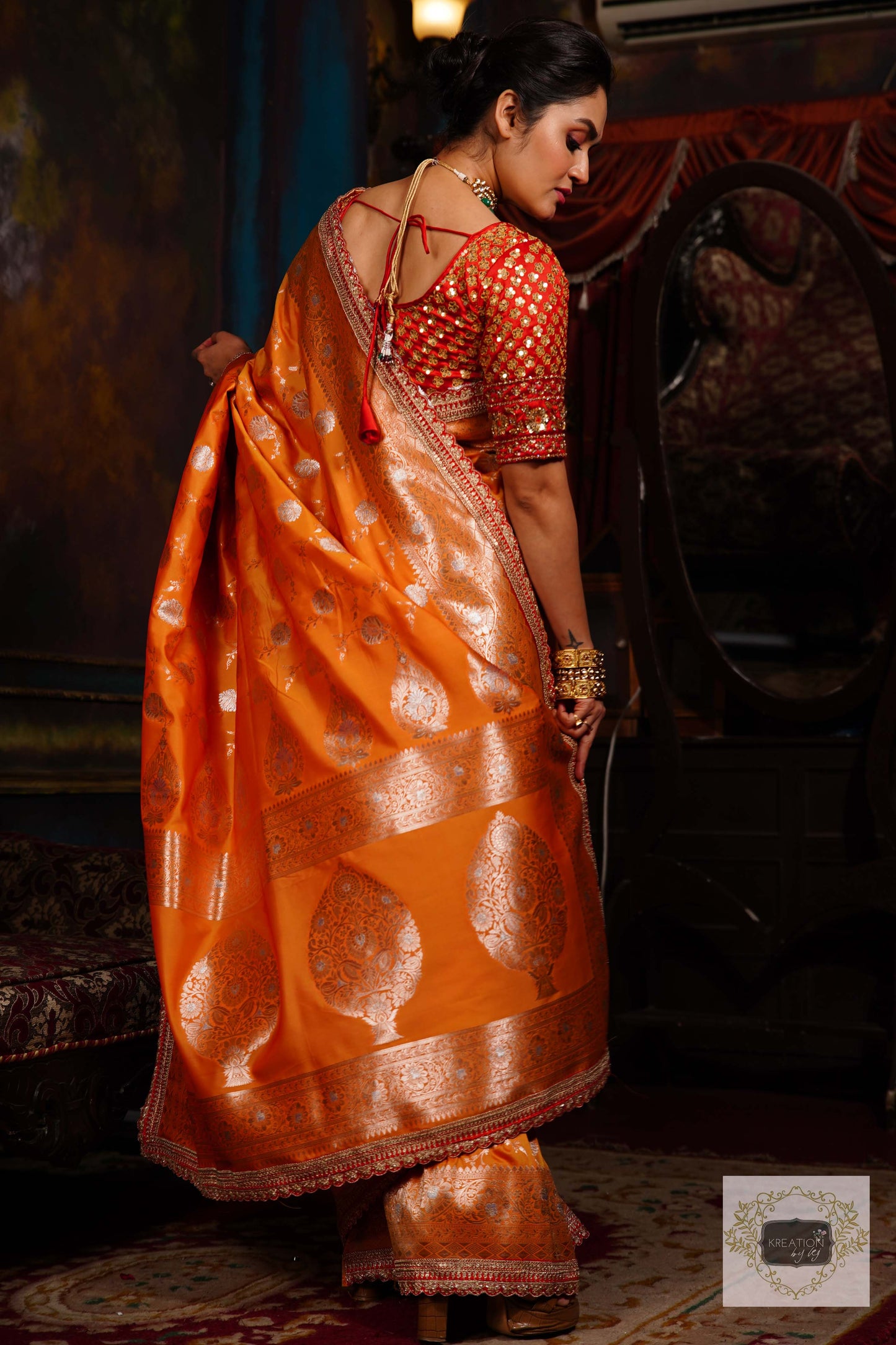Yellow Kataan Banarasi Saree with Handembroidered Blouse Piece