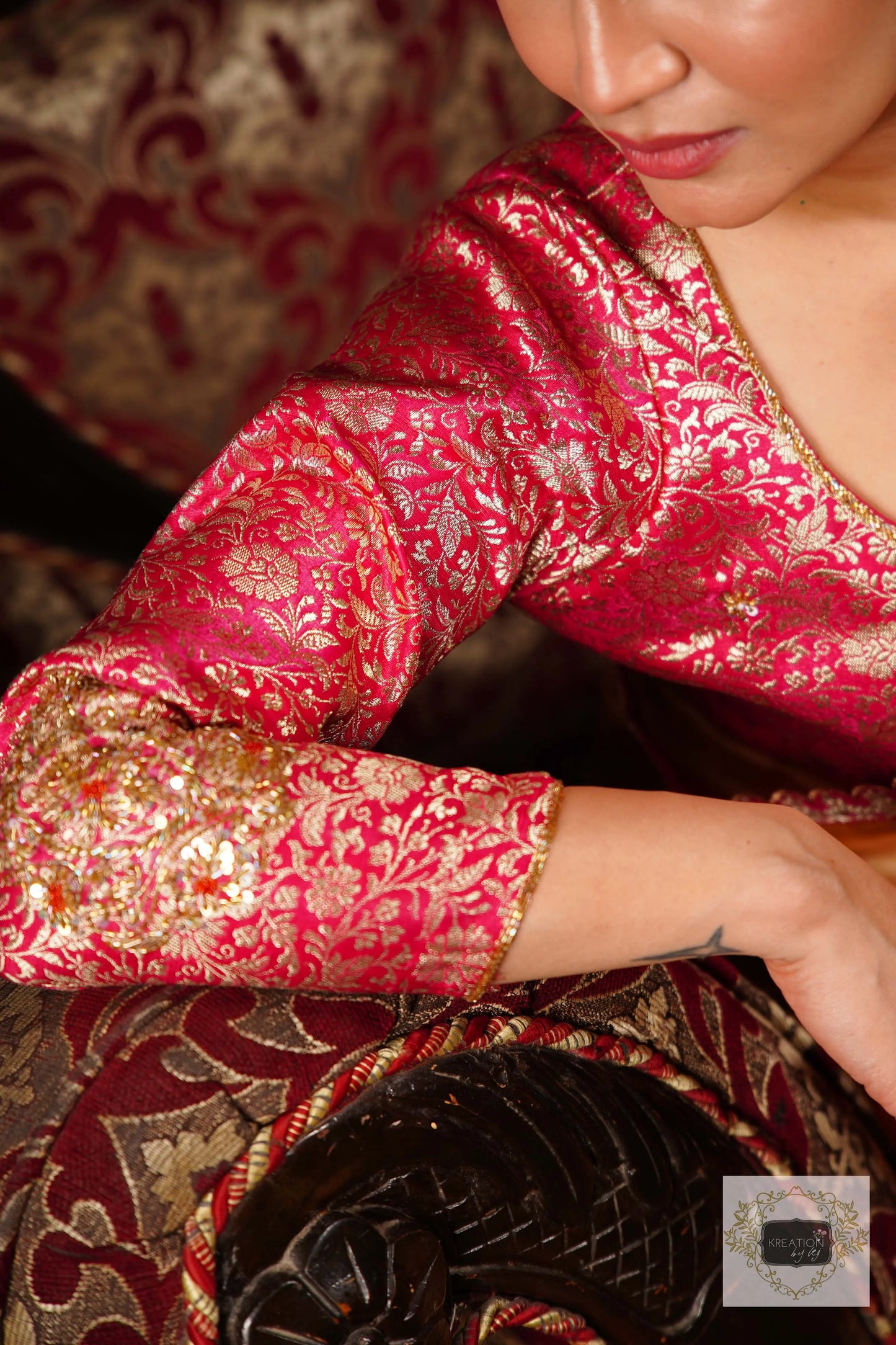 Mustard Tissue Kolka Handembroidered Saree kreationbykj