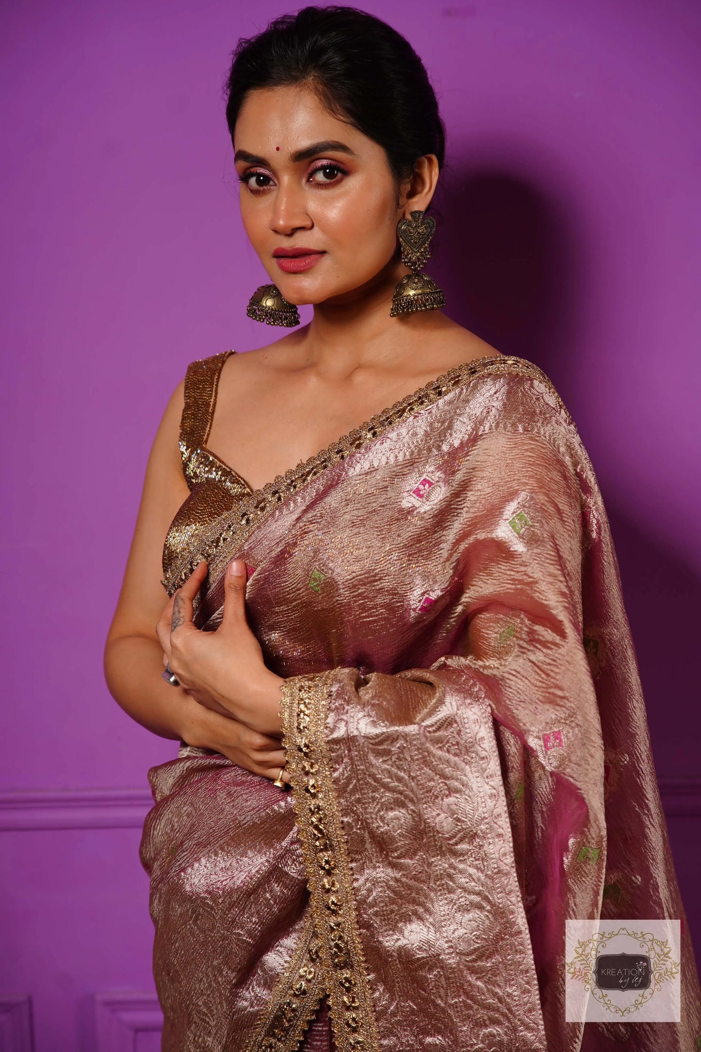 Lilac Designer Tissue Silk Banarasi Saree kreationbykj