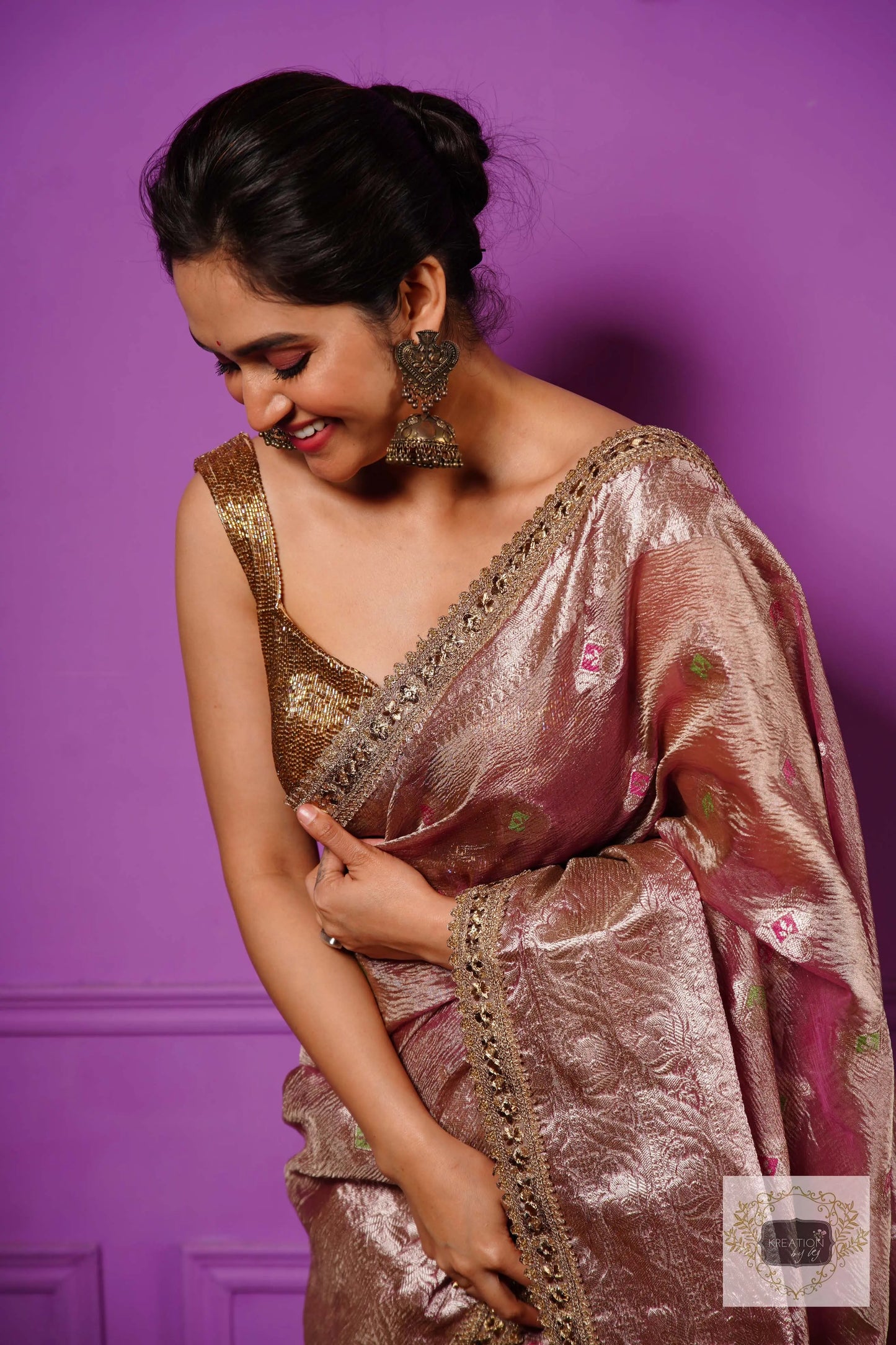 Lilac Designer Tissue Silk Banarasi Saree kreationbykj