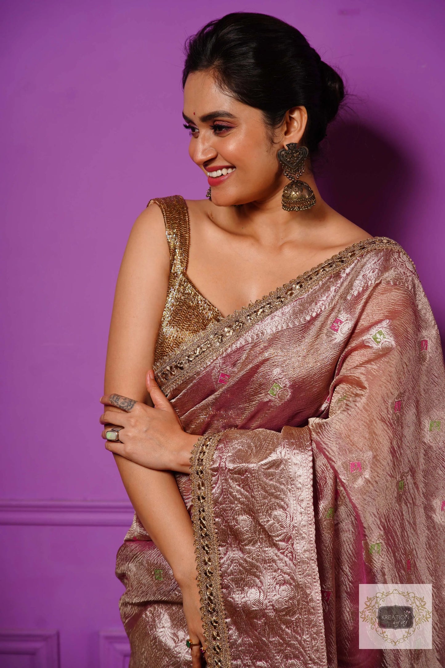 Lilac Designer Tissue Silk Banarasi Saree kreationbykj