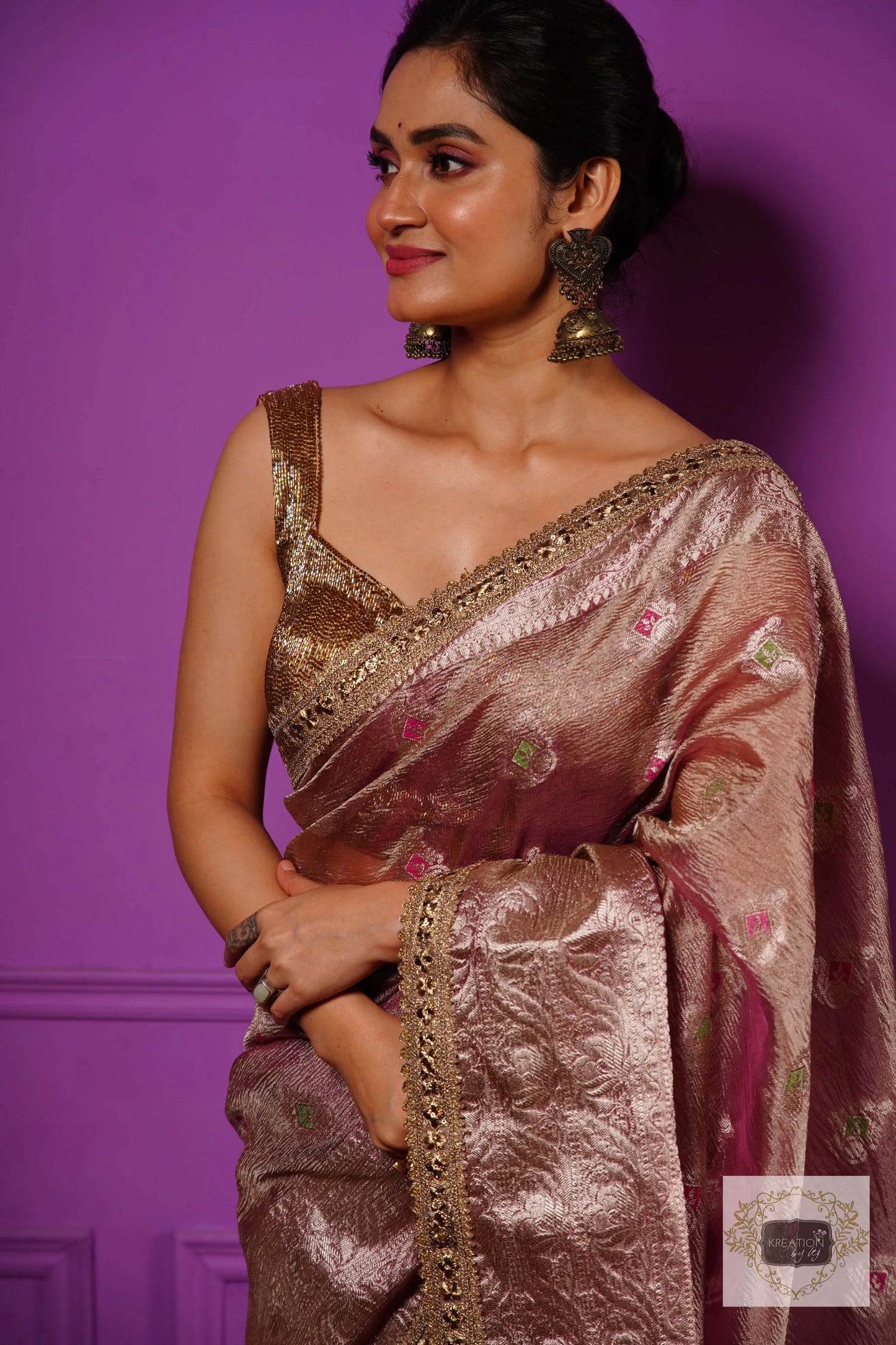 Lilac Designer Tissue Silk Banarasi Saree kreationbykj