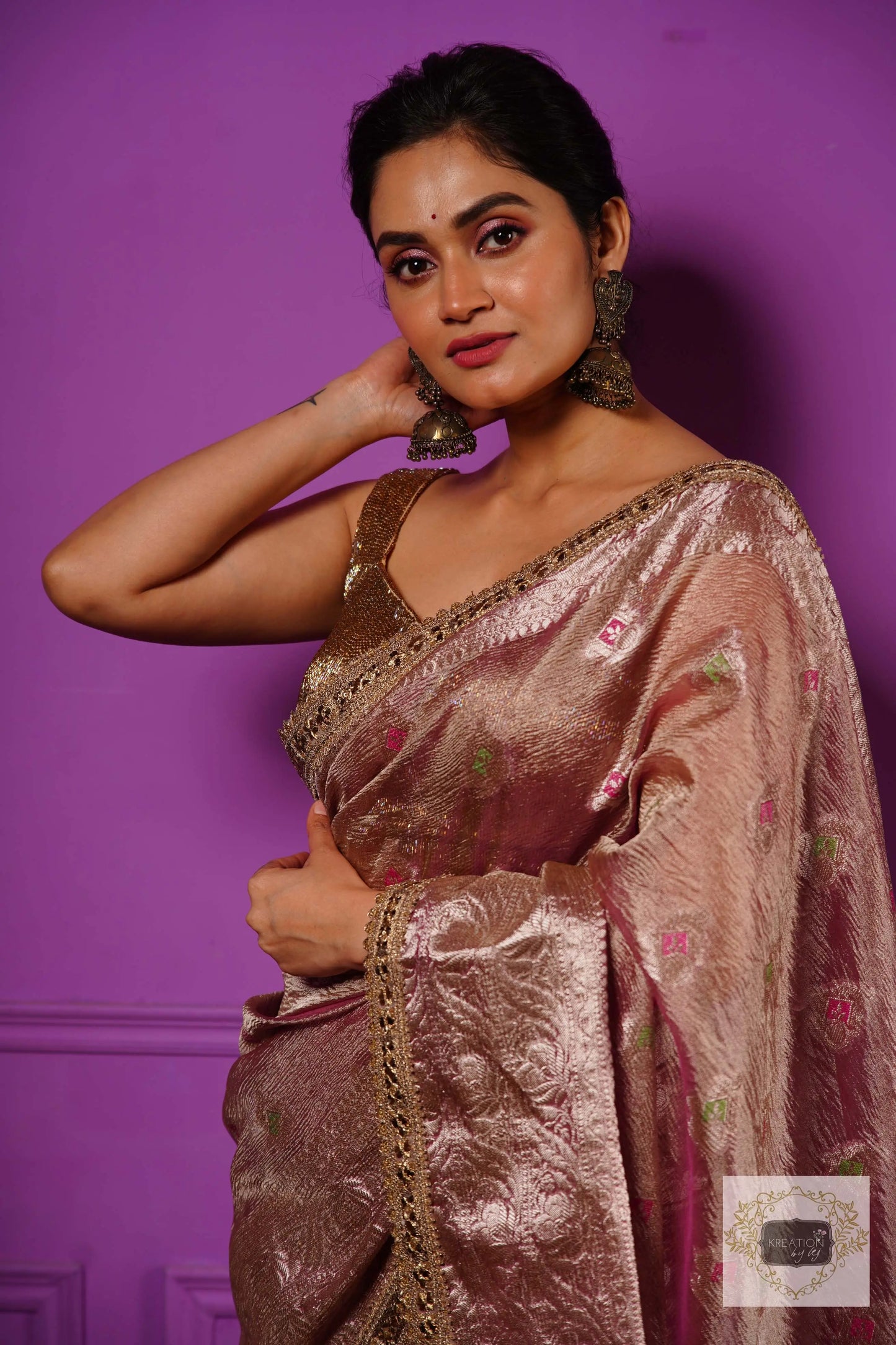 Lilac Designer Tissue Silk Banarasi Saree kreationbykj