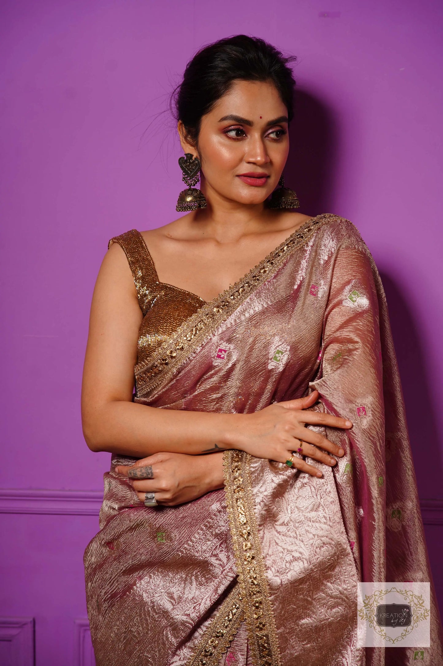 Lilac Designer Tissue Silk Banarasi Saree kreationbykj