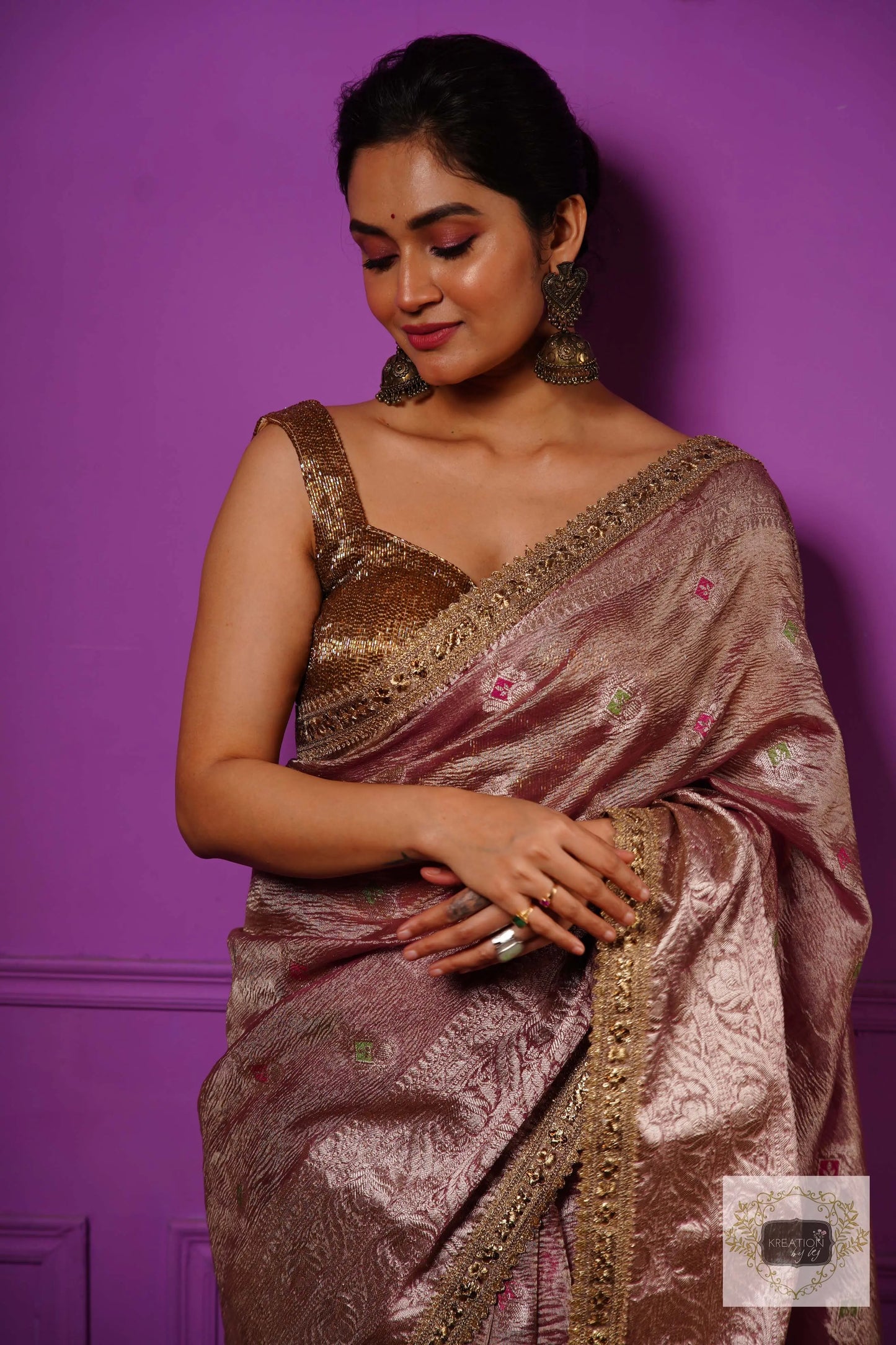 Lilac Designer Tissue Silk Banarasi Saree kreationbykj
