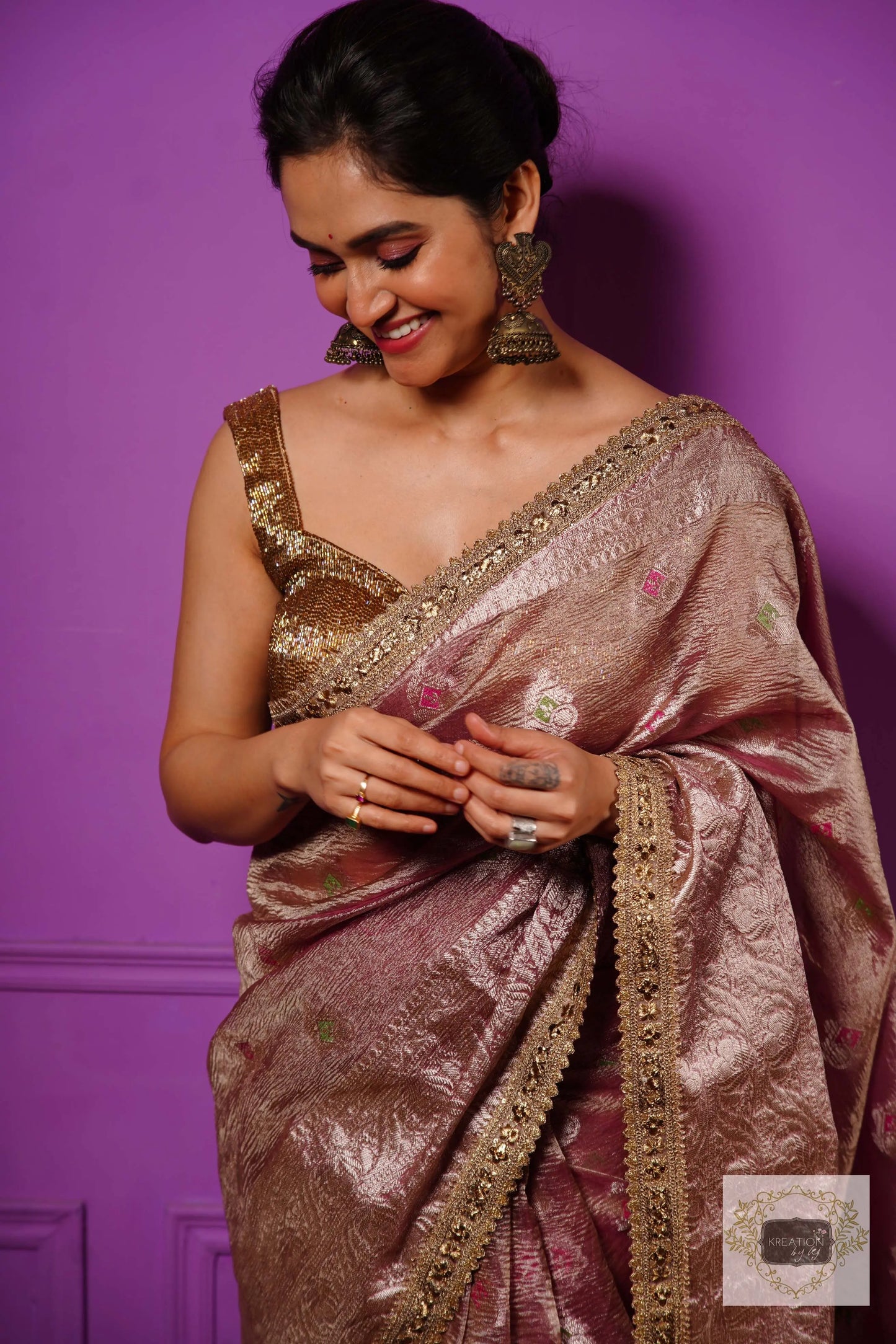 Lilac Designer Tissue Silk Banarasi Saree kreationbykj