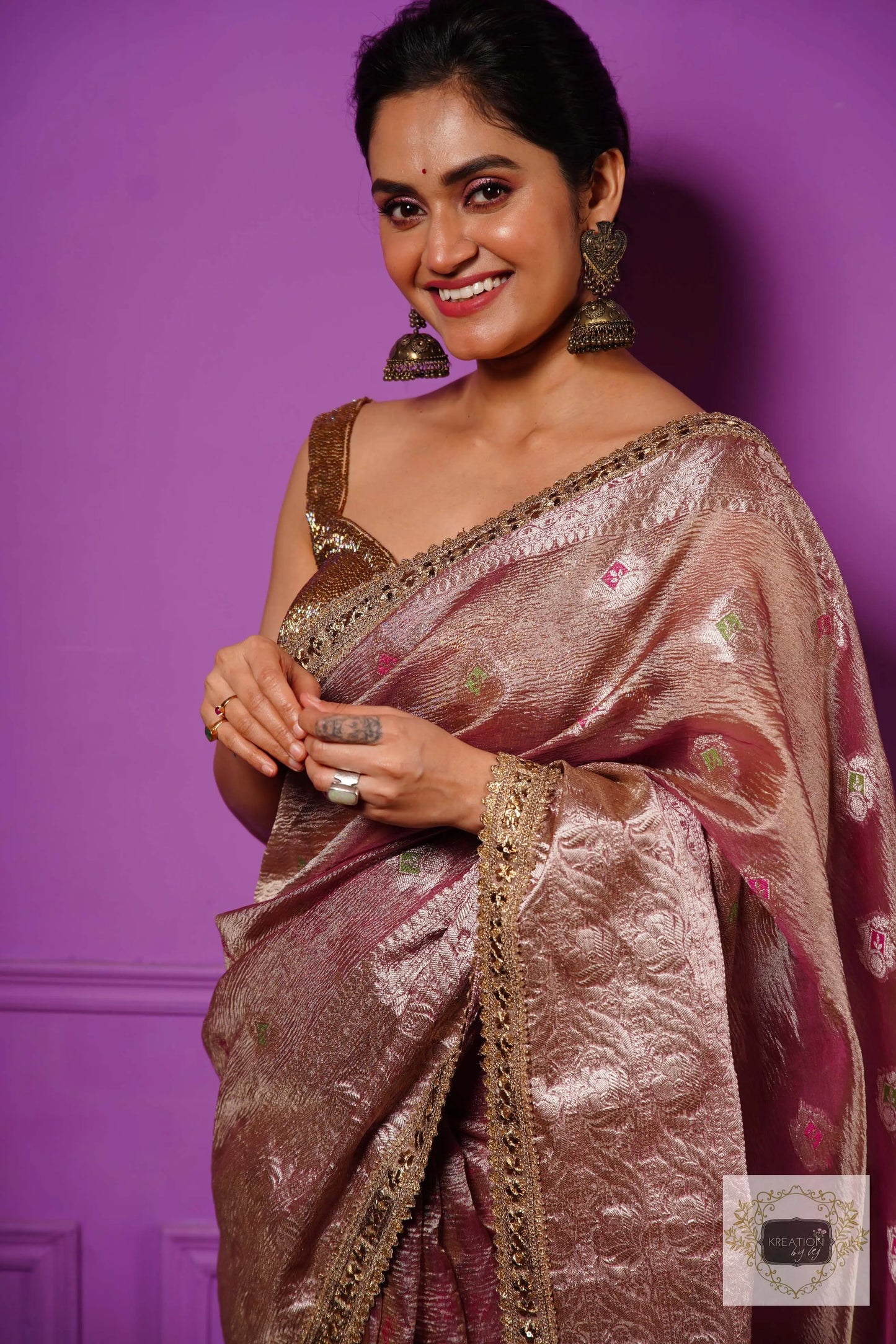 Lilac Designer Tissue Silk Banarasi Saree kreationbykj