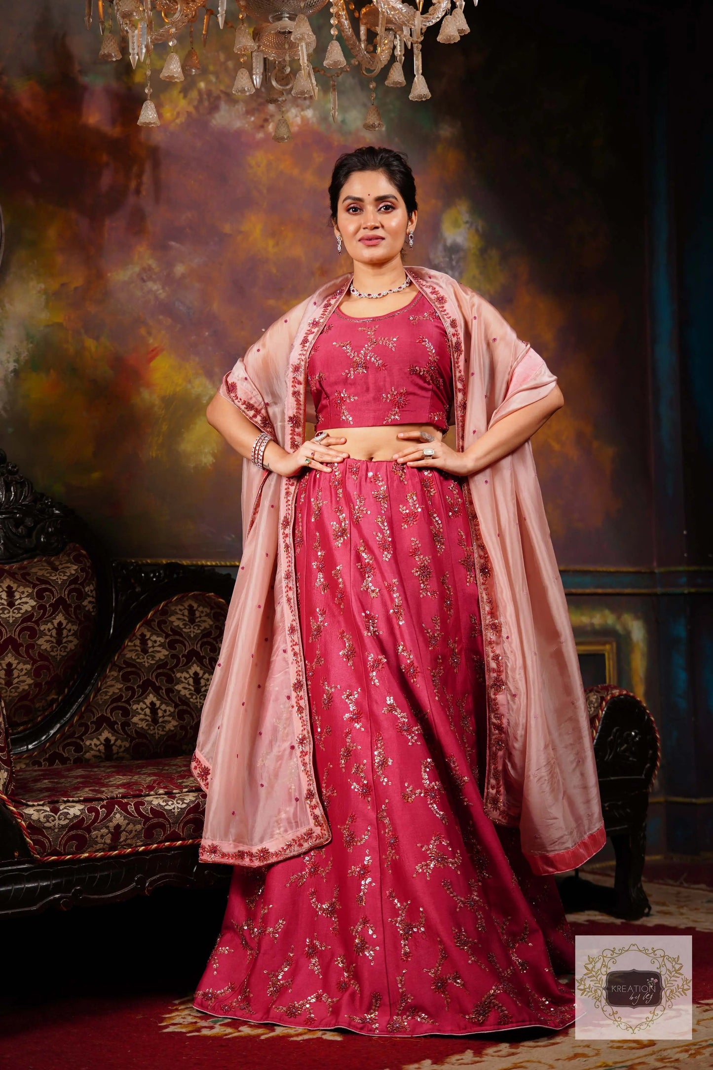 Pink Meringue Handembroidered Lehenga Set kreationbykj