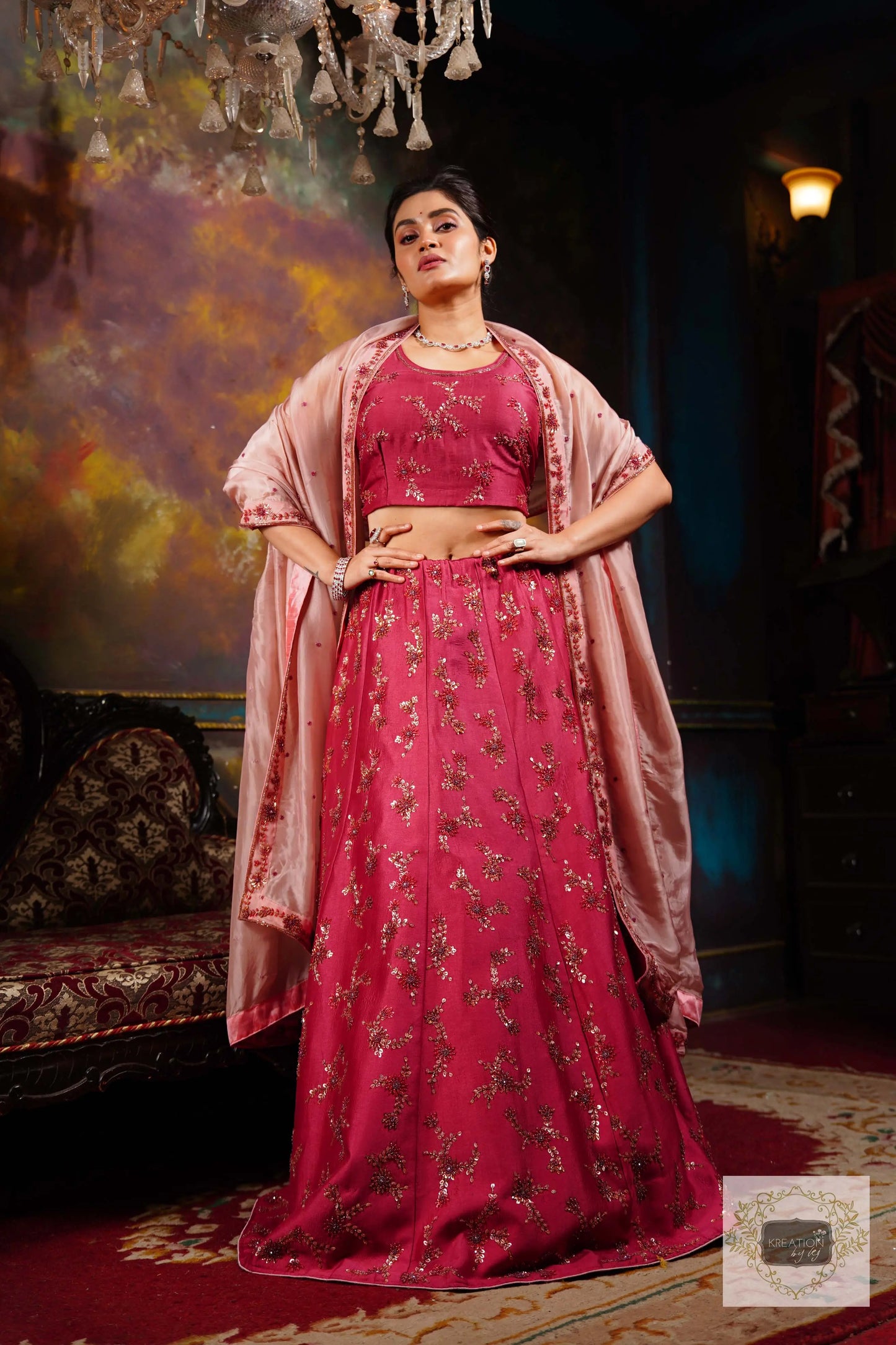 Pink Meringue Handembroidered Lehenga Set kreationbykj