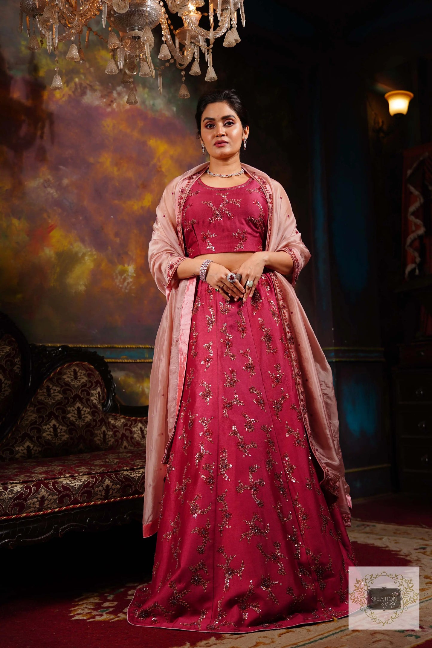 Pink Meringue Handembroidered Lehenga Set kreationbykj