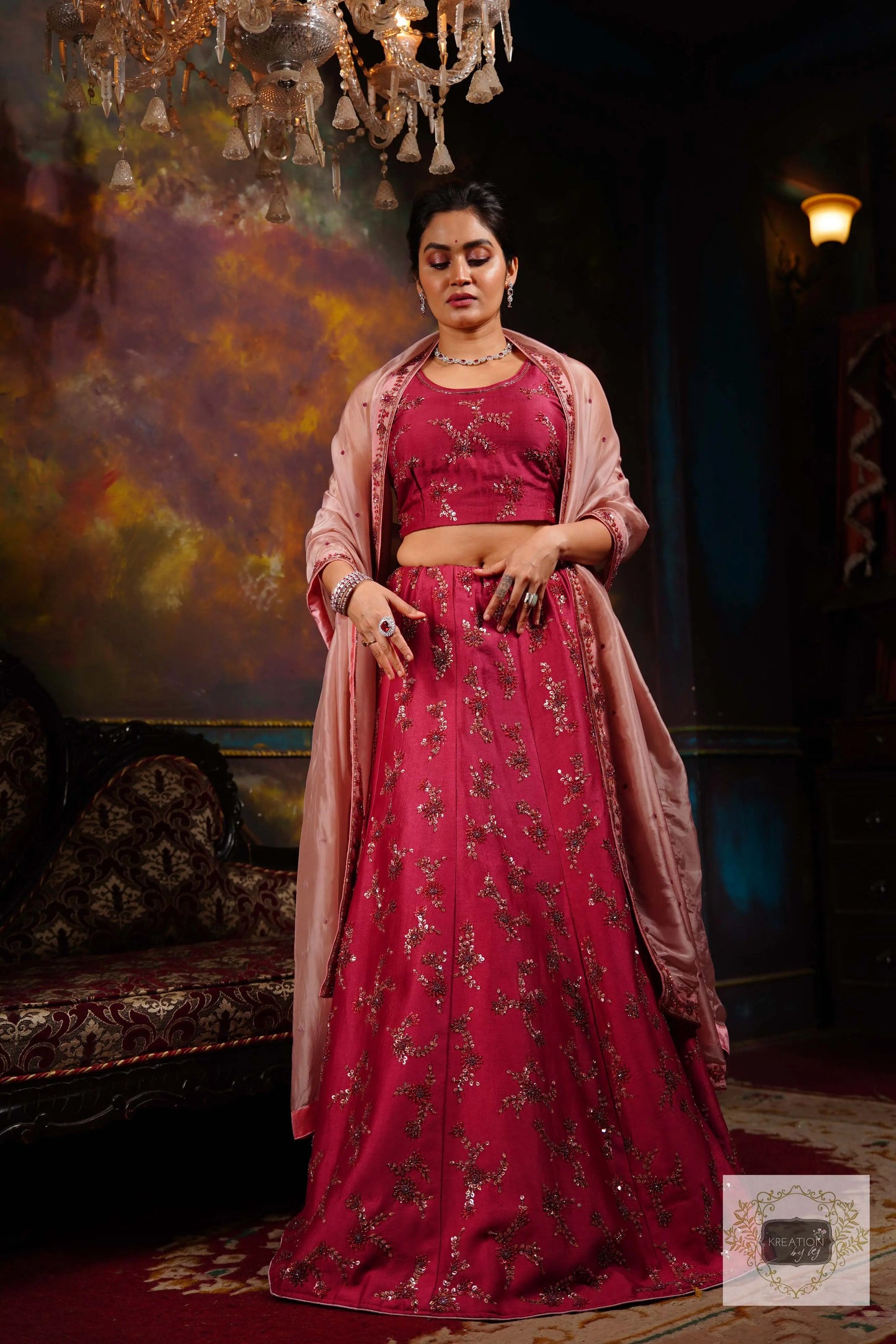 Pink Meringue Handembroidered Lehenga Set kreationbykj