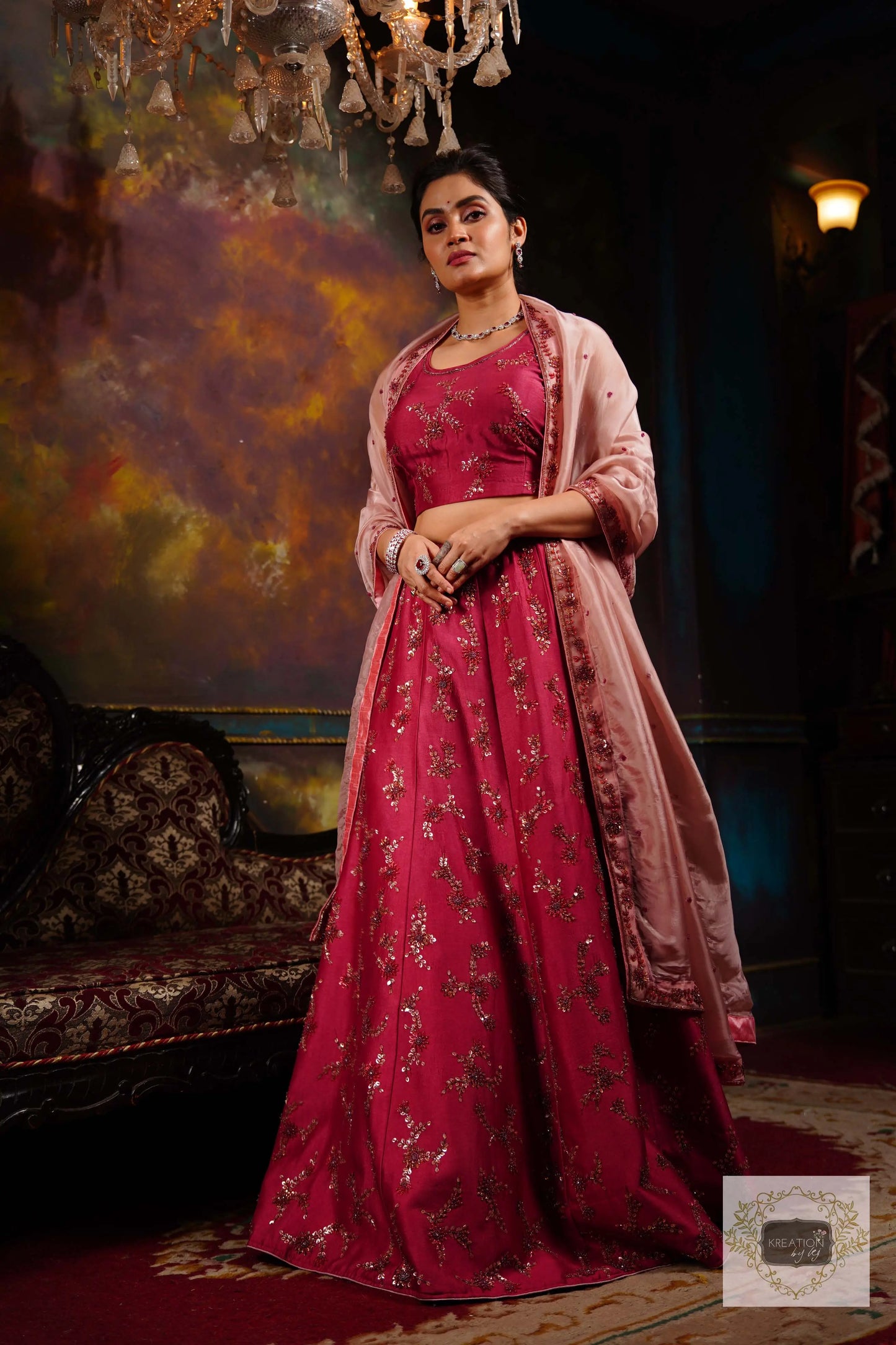 Pink Meringue Handembroidered Lehenga Set kreationbykj