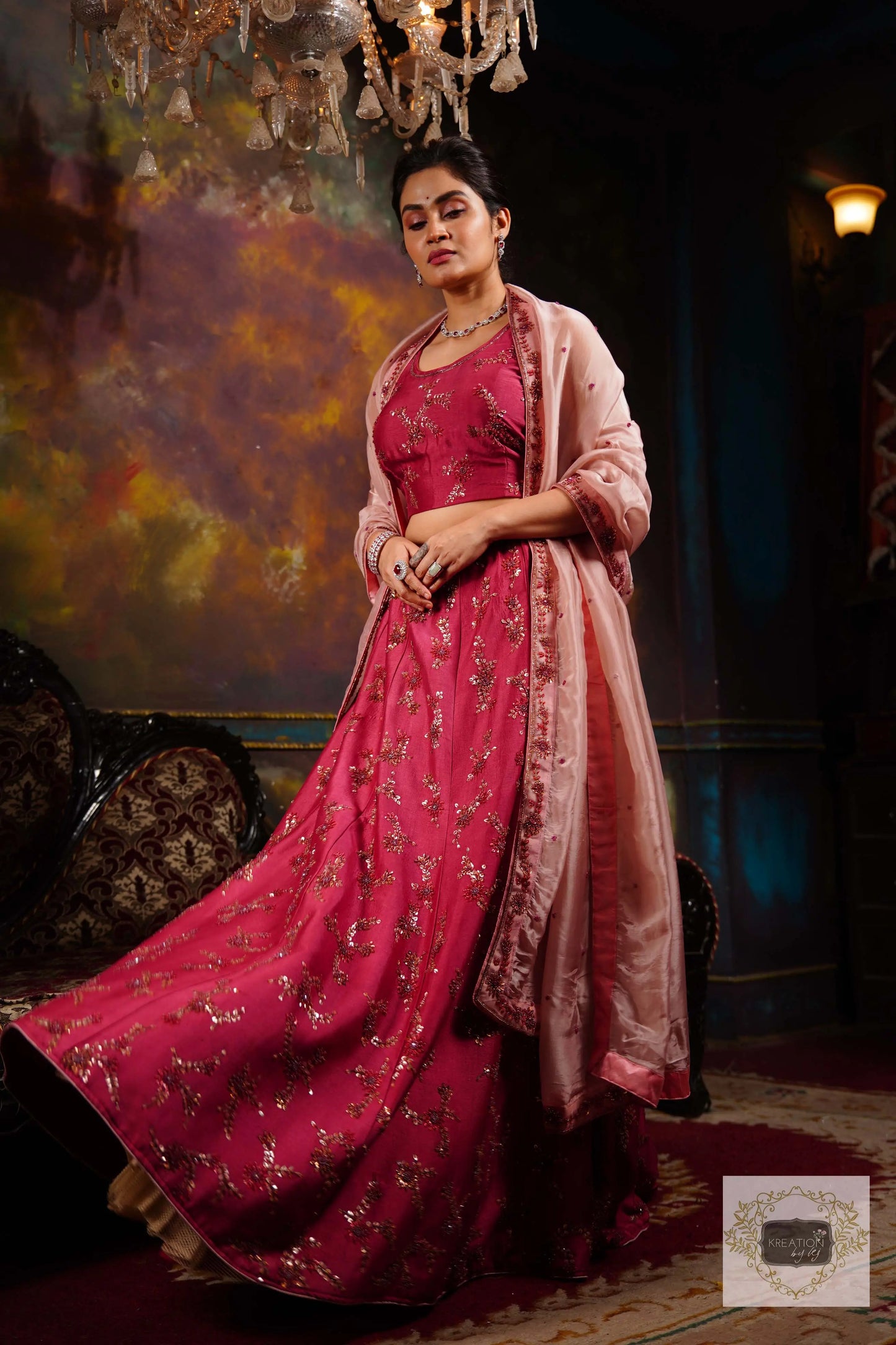 Pink Meringue Handembroidered Lehenga Set kreationbykj