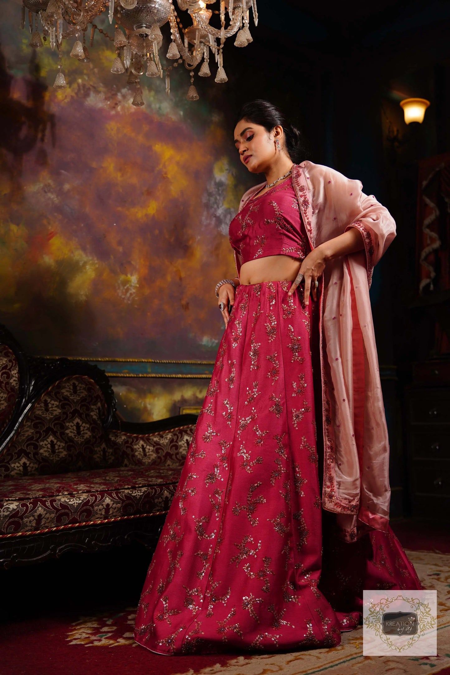 Pink Meringue Handembroidered Lehenga Set kreationbykj