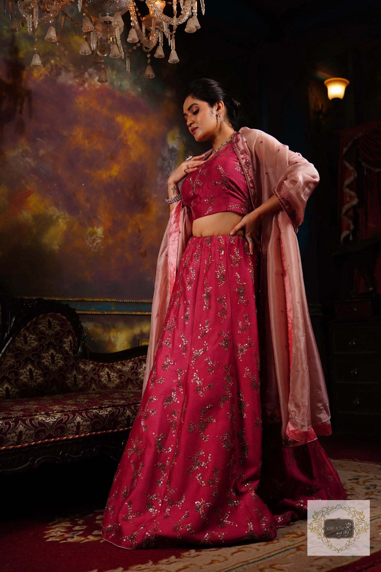 Pink Meringue Handembroidered Lehenga Set kreationbykj