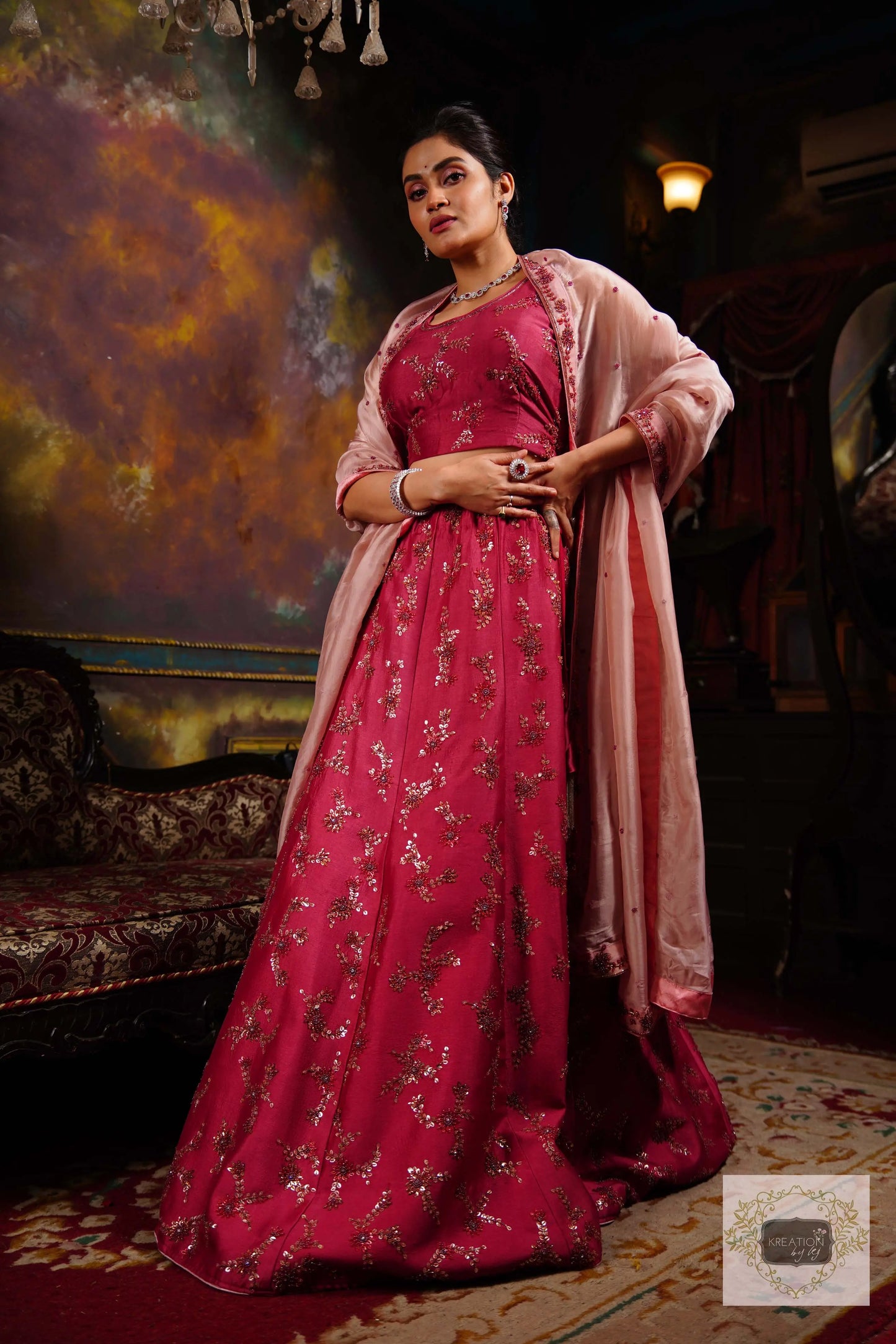 Pink Meringue Handembroidered Lehenga Set kreationbykj