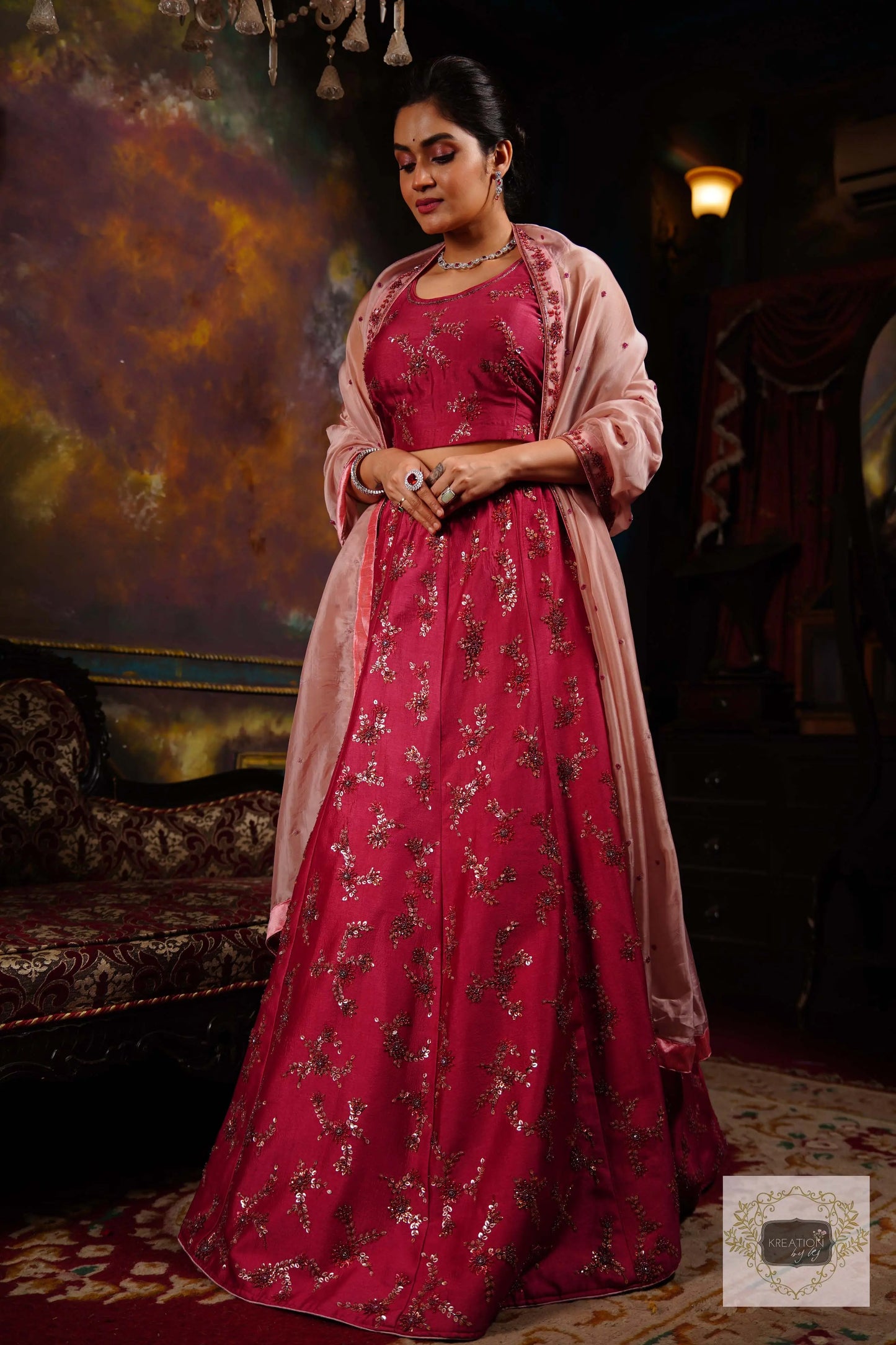 Pink Meringue Handembroidered Lehenga Set kreationbykj