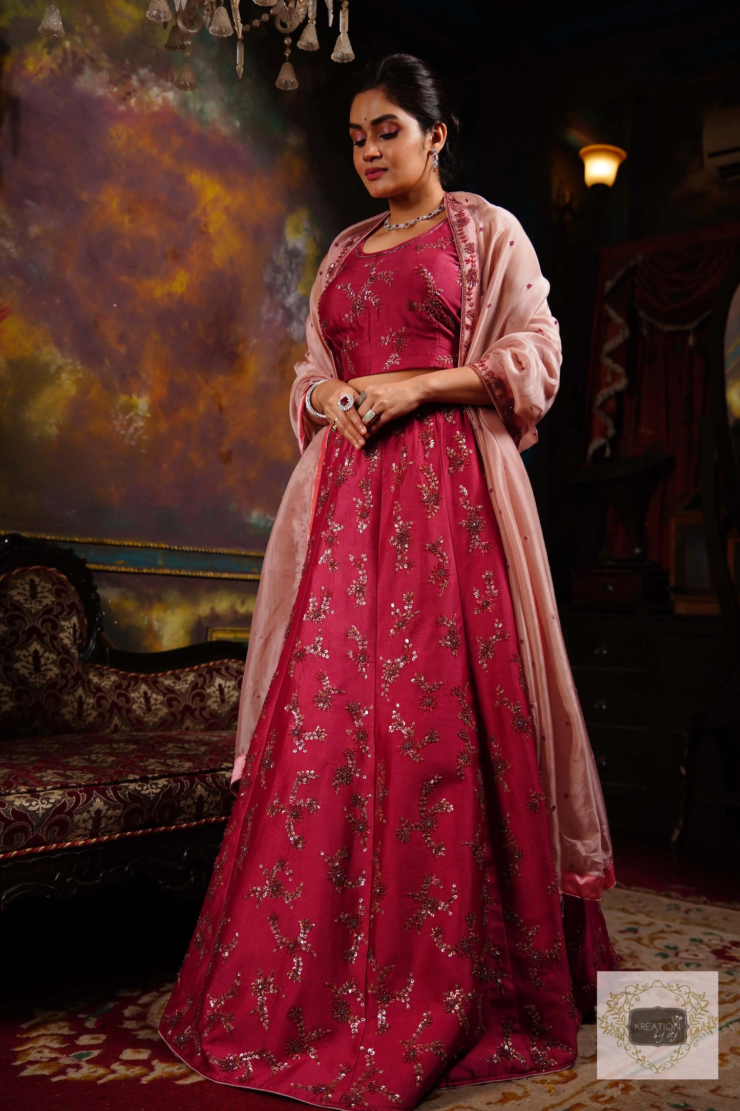 Pink Meringue Handembroidered Lehenga Set kreationbykj