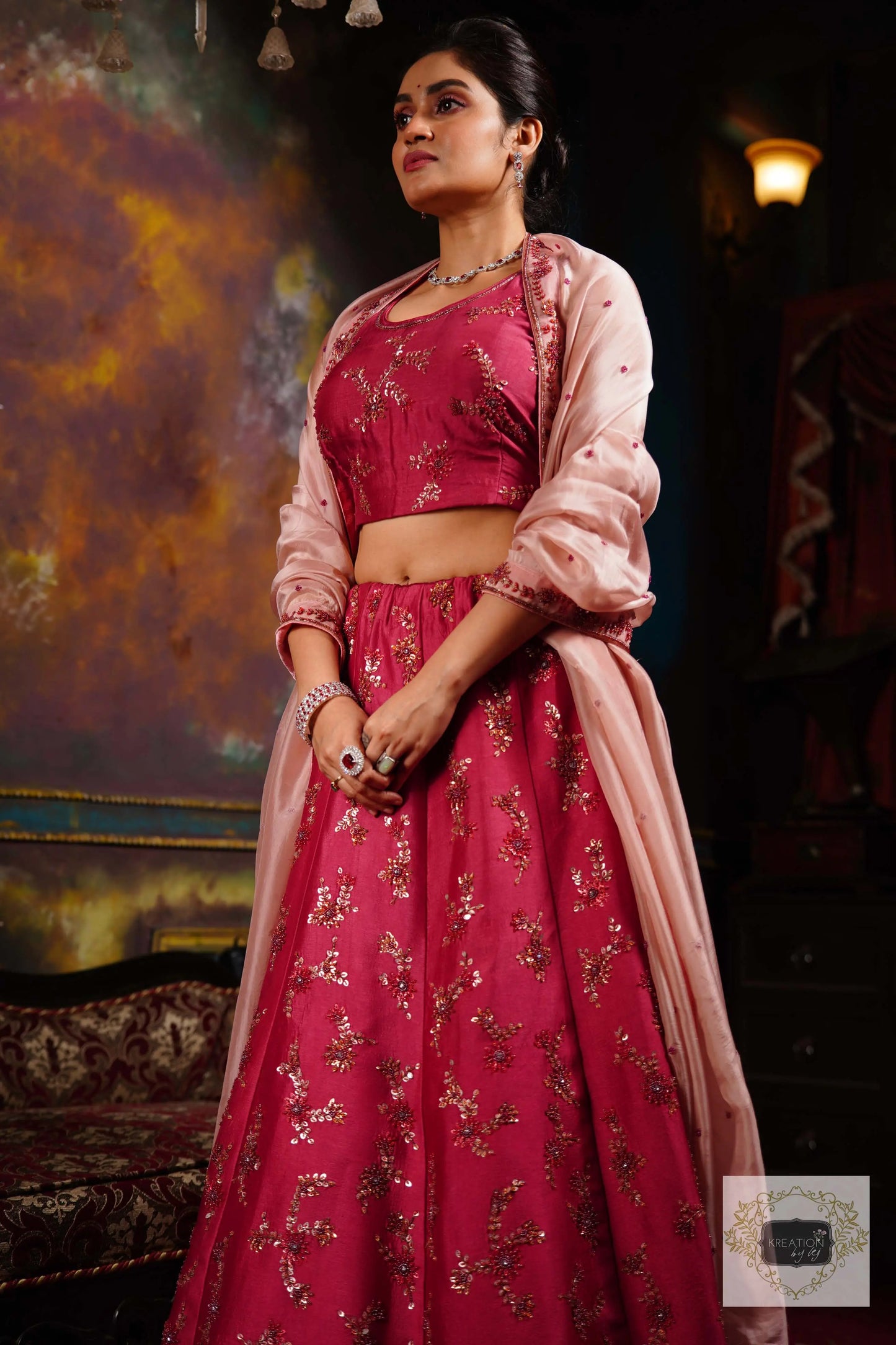 Pink Meringue Handembroidered Lehenga Set kreationbykj