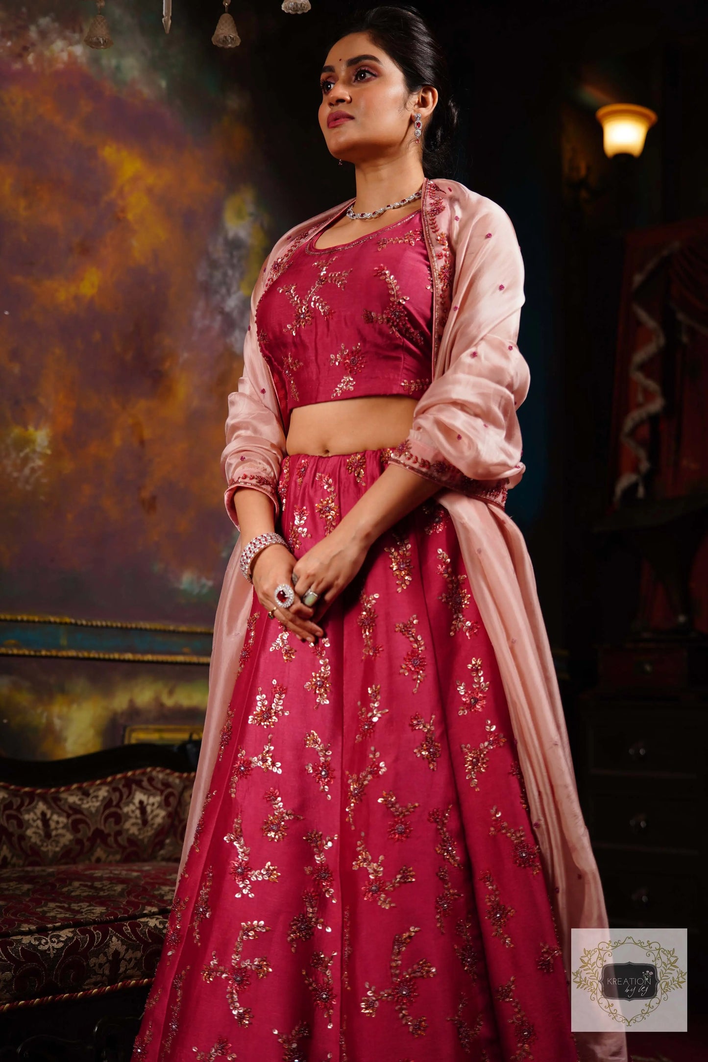 Pink Meringue Handembroidered Lehenga Set kreationbykj