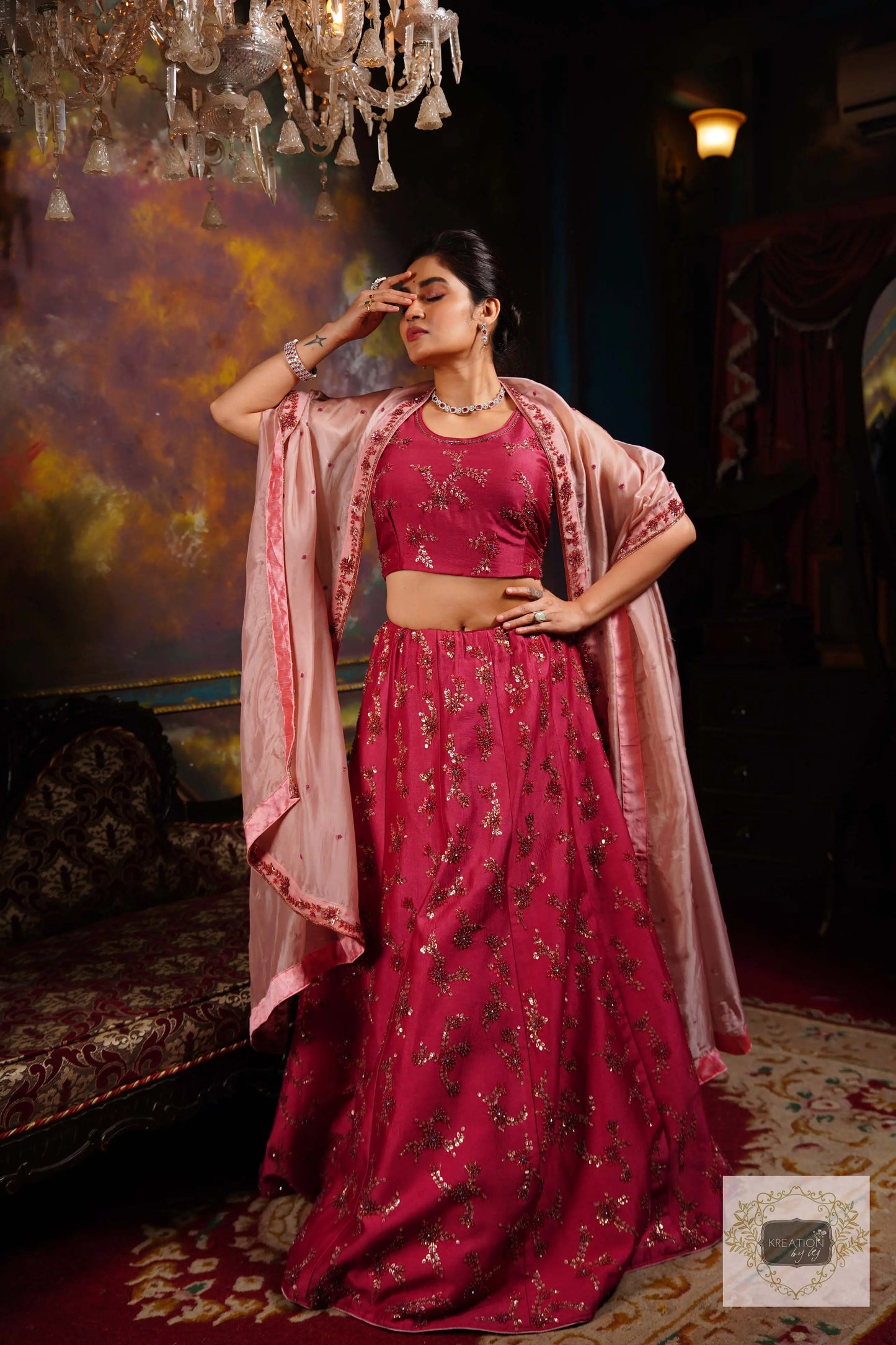 Pink Meringue Handembroidered Lehenga Set kreationbykj