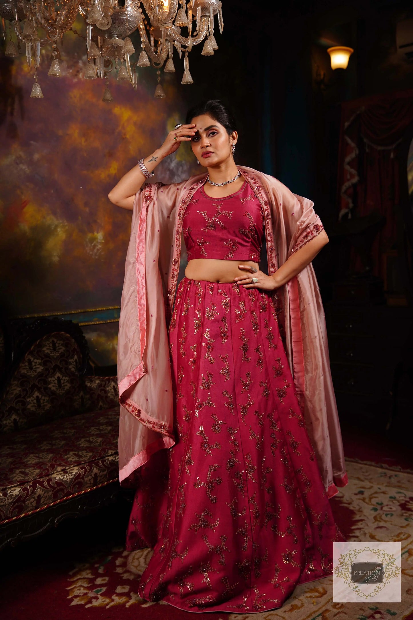 Pink Meringue Handembroidered Lehenga Set kreationbykj
