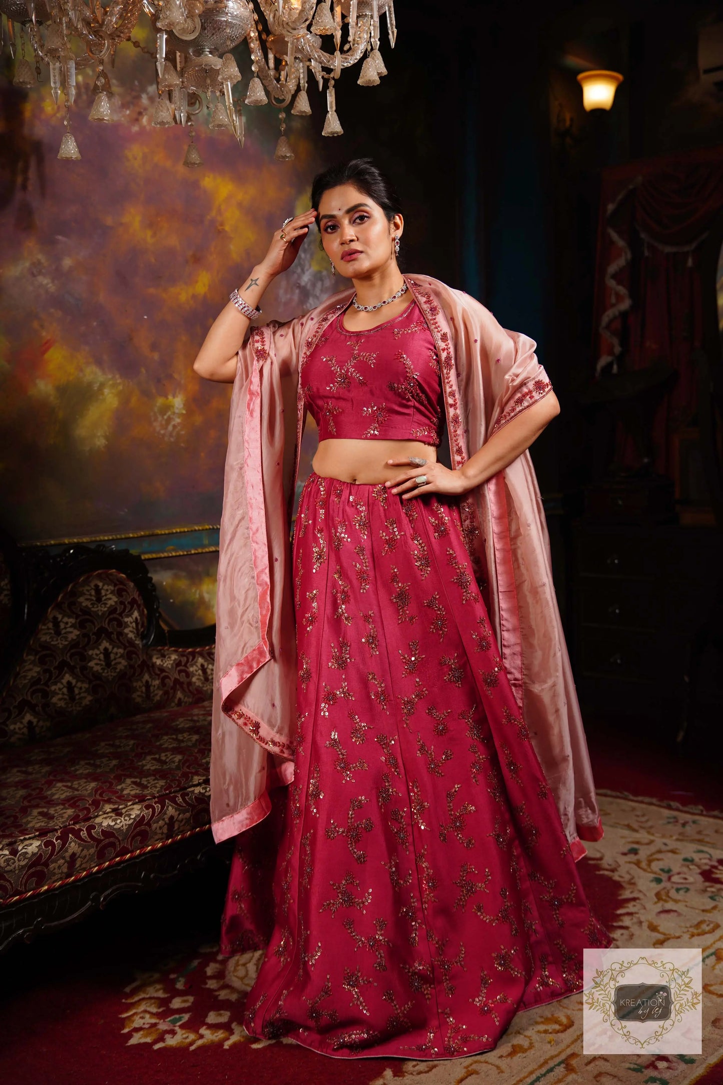 Pink Meringue Handembroidered Lehenga Set kreationbykj