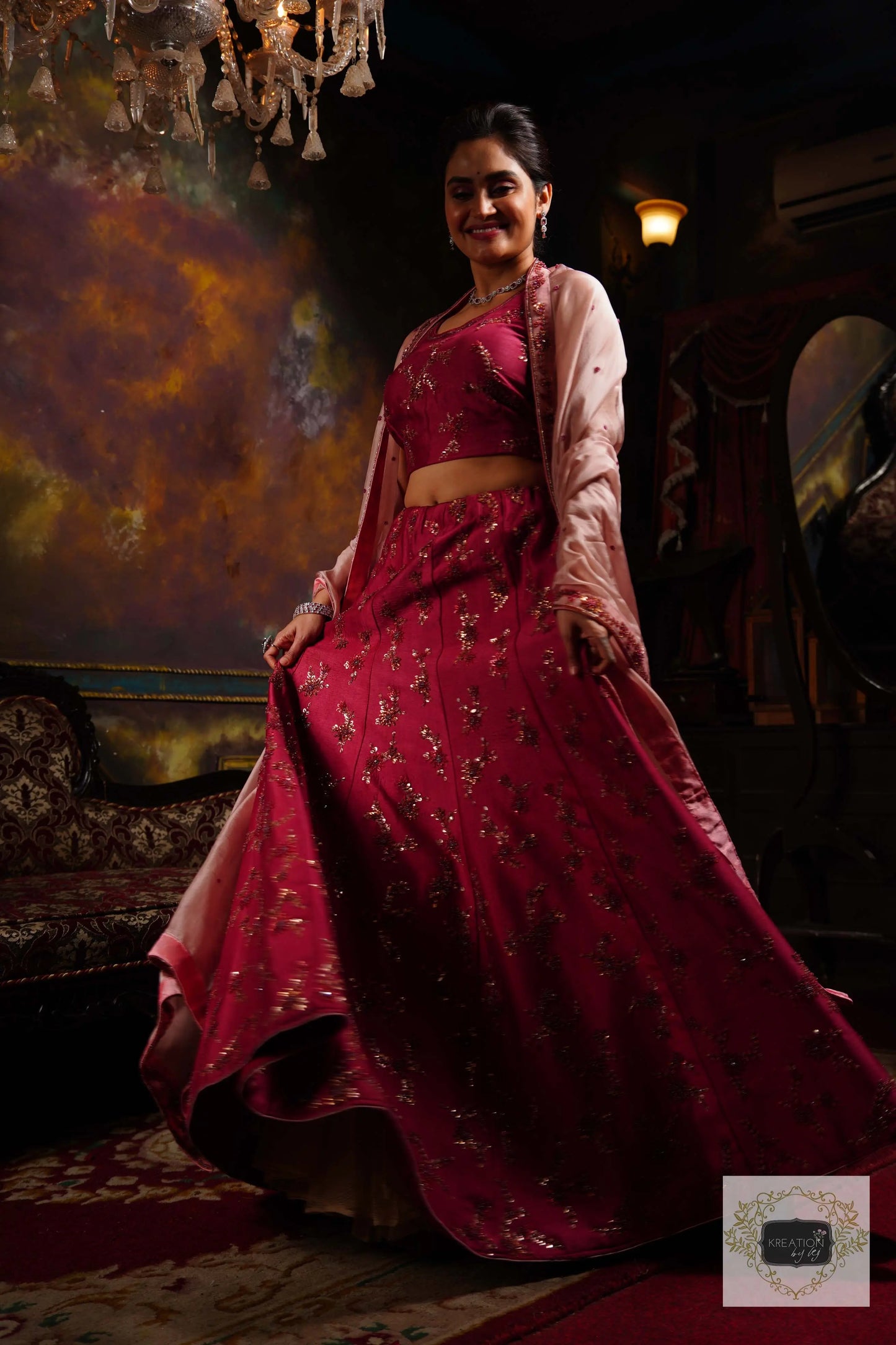 Pink Meringue Handembroidered Lehenga Set kreationbykj