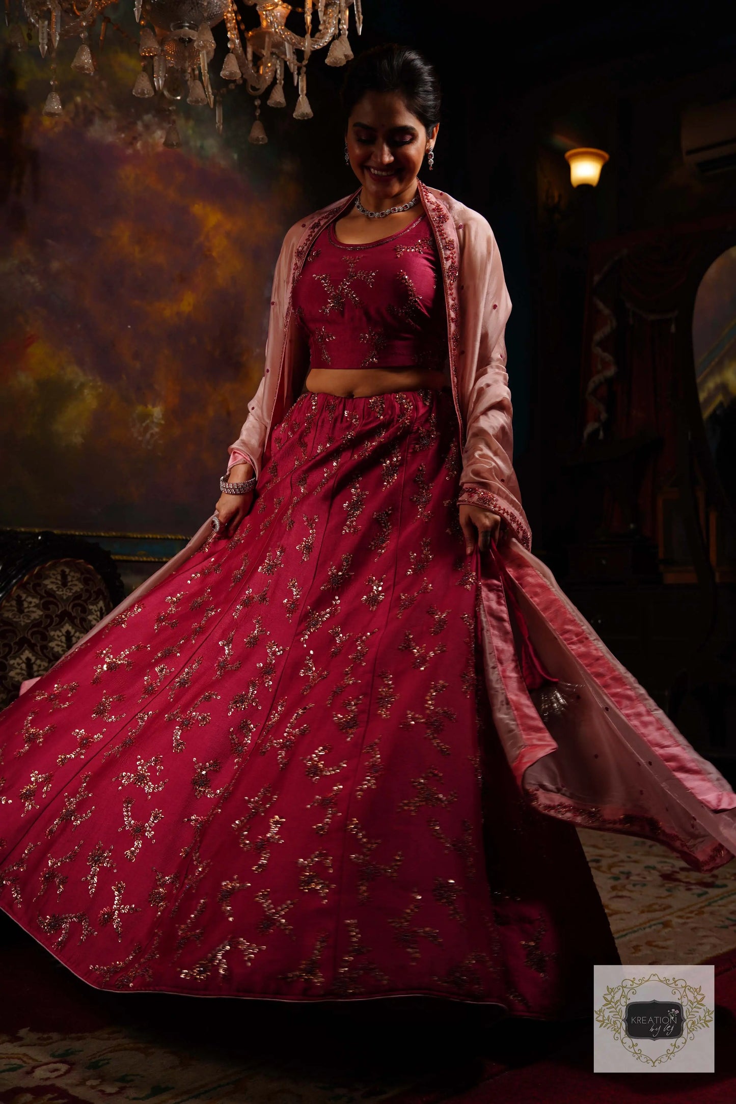 Pink Meringue Handembroidered Lehenga Set kreationbykj