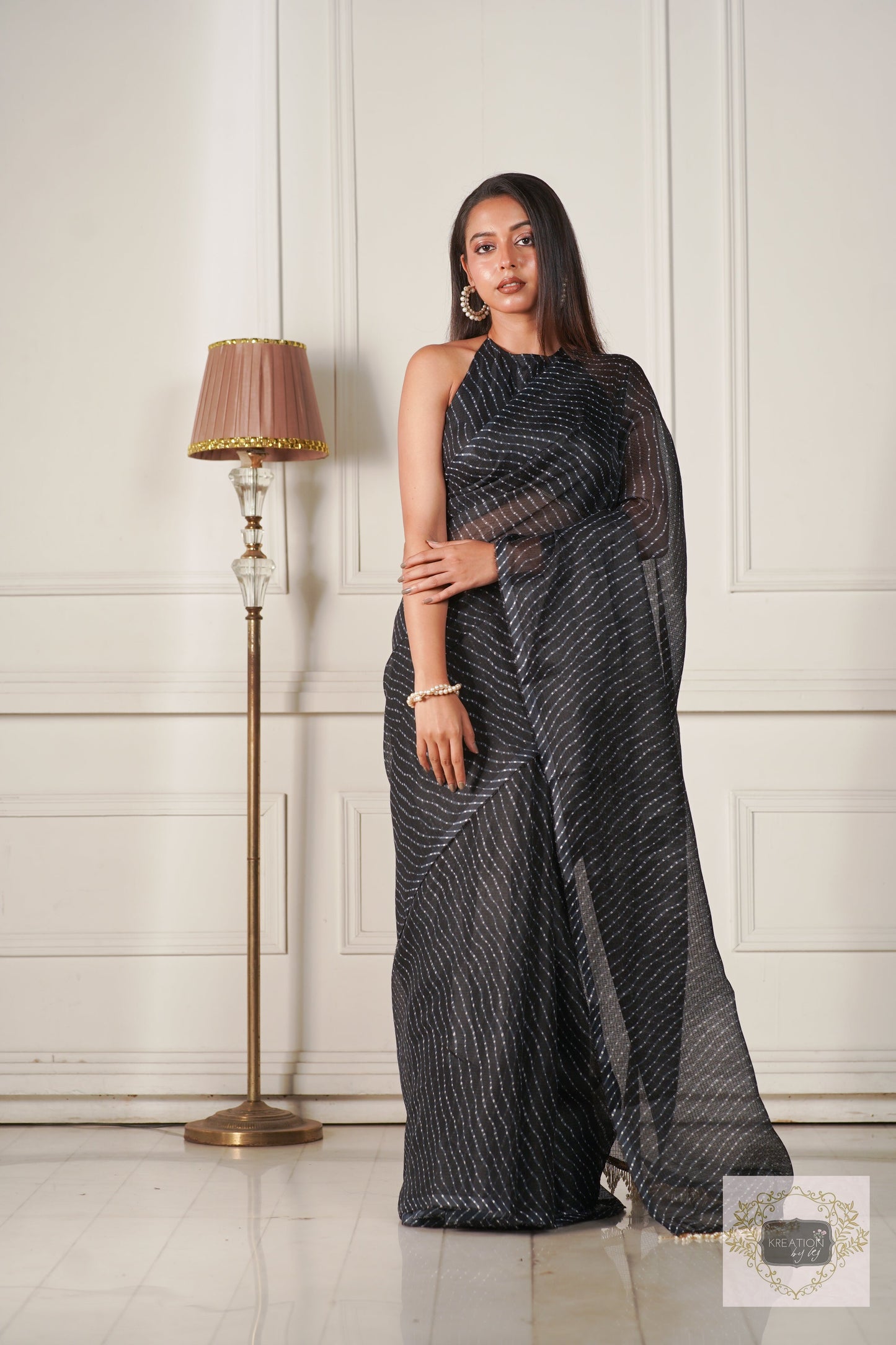 Black Kota Silk Cocktail Saree kreationbykj