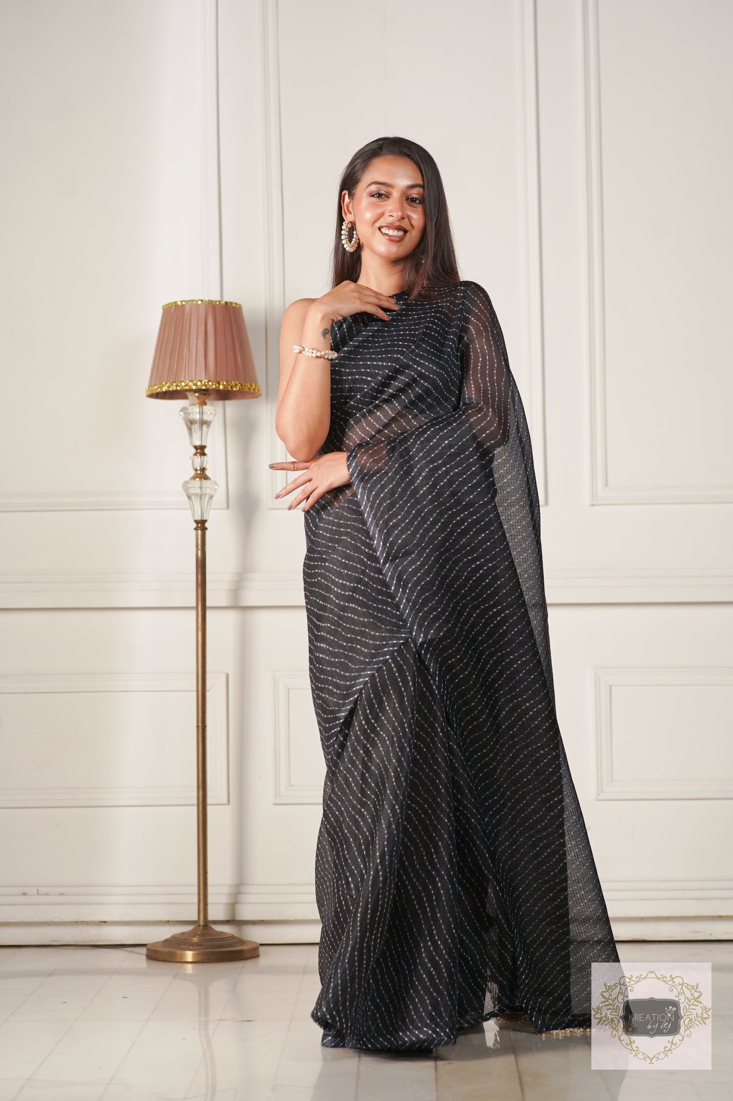 Black Kota Silk Cocktail Saree kreationbykj