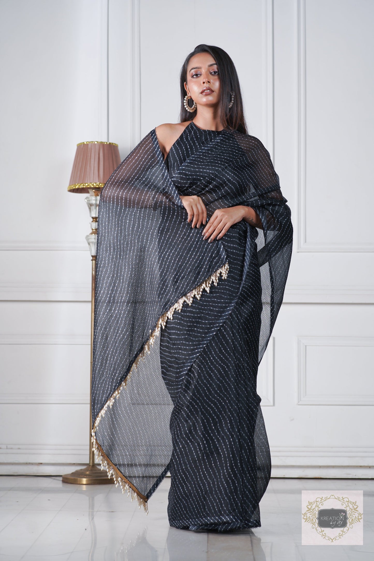 Black Kota Silk Cocktail Saree kreationbykj