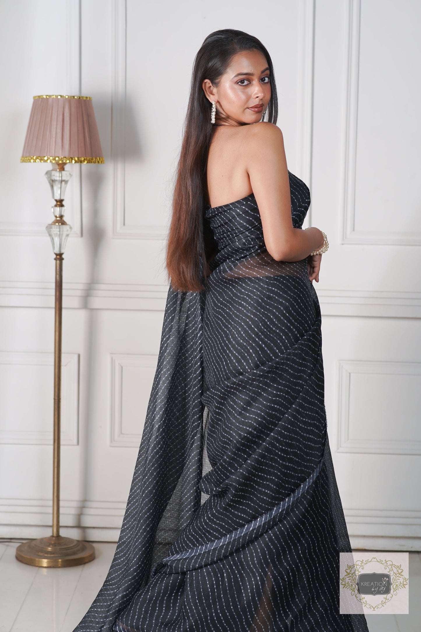Black Kota Silk Cocktail Saree kreationbykj
