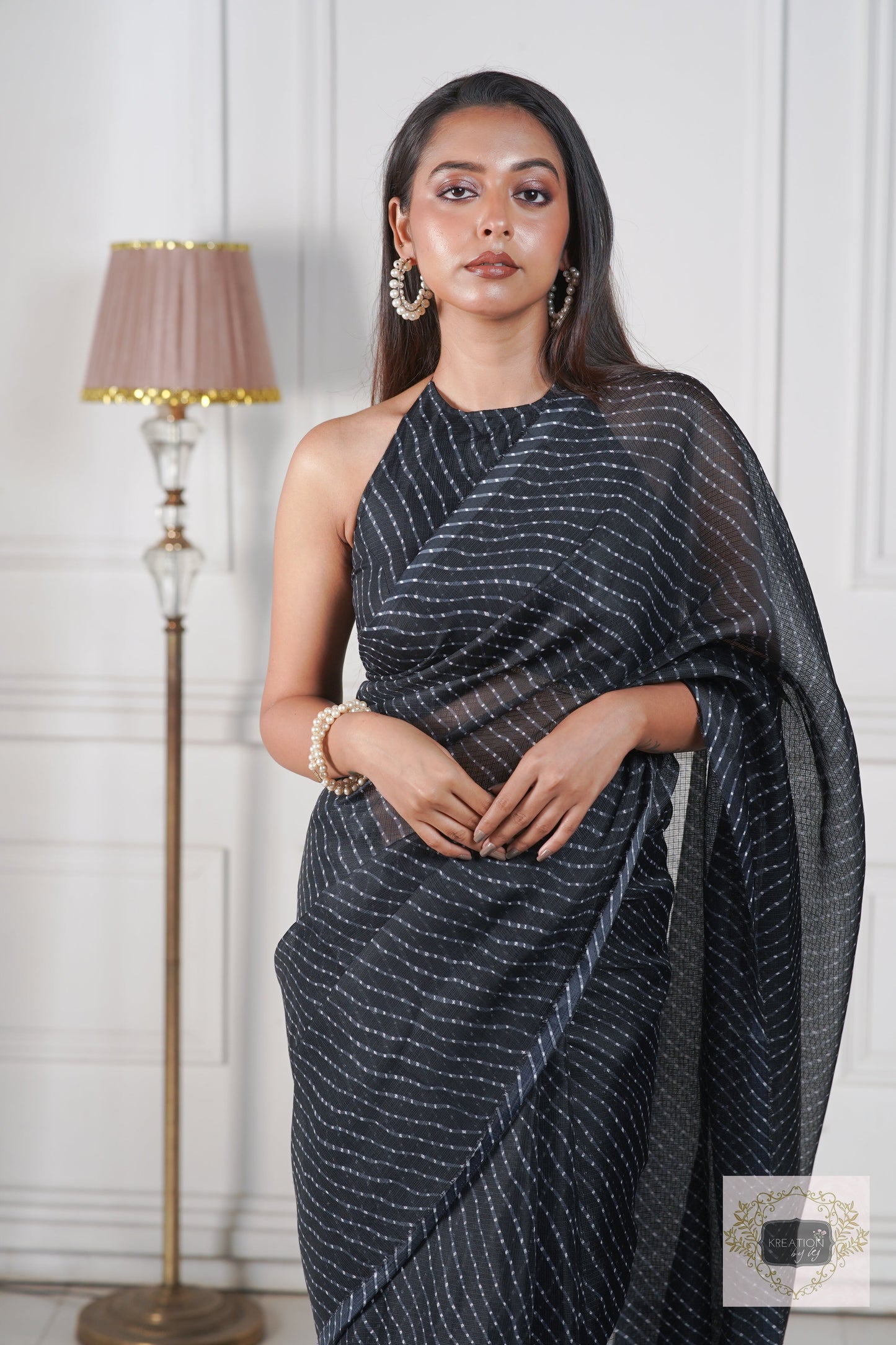 Black Kota Silk Cocktail Saree kreationbykj